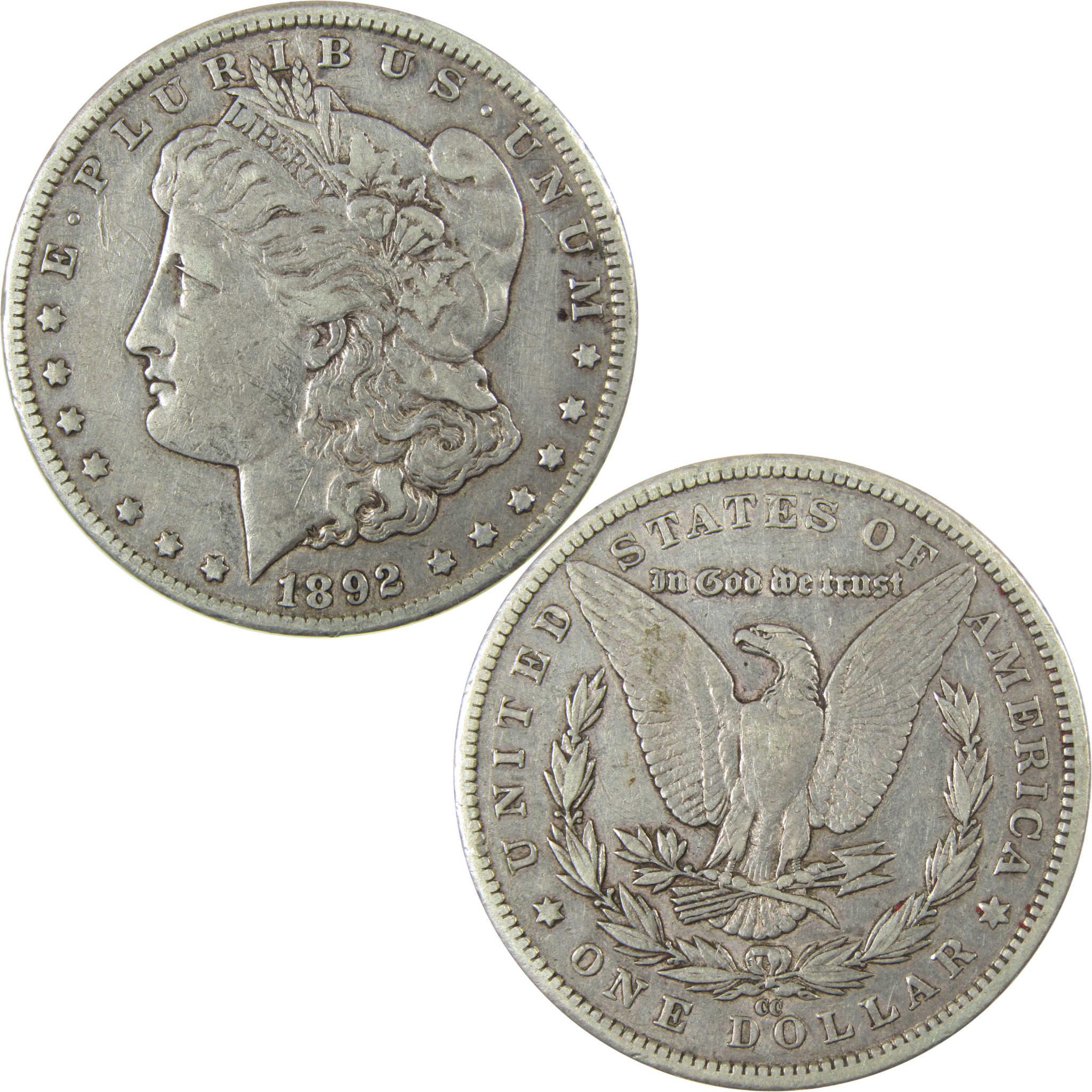 1892 CC Morgan Silver Dollar VF Very Fine Details $1 Coin SKU:CP1382 - Morgan coin - Morgan silver dollar - Morgan silver dollar for sale - Profile Coins &amp; Collectibles