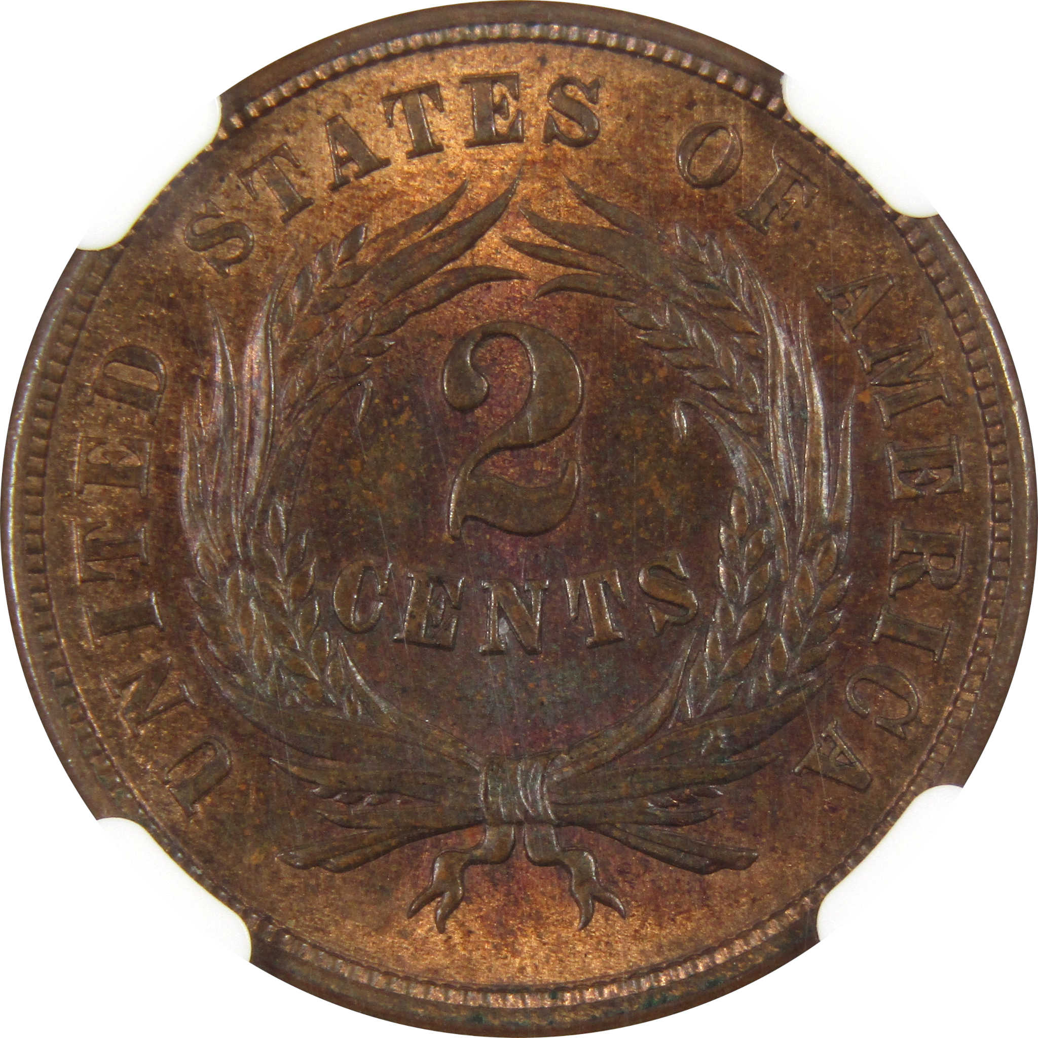 1865 Two Cent Piece MS 64 RB NGC 2c Uncirculated Coin SKU:I9198