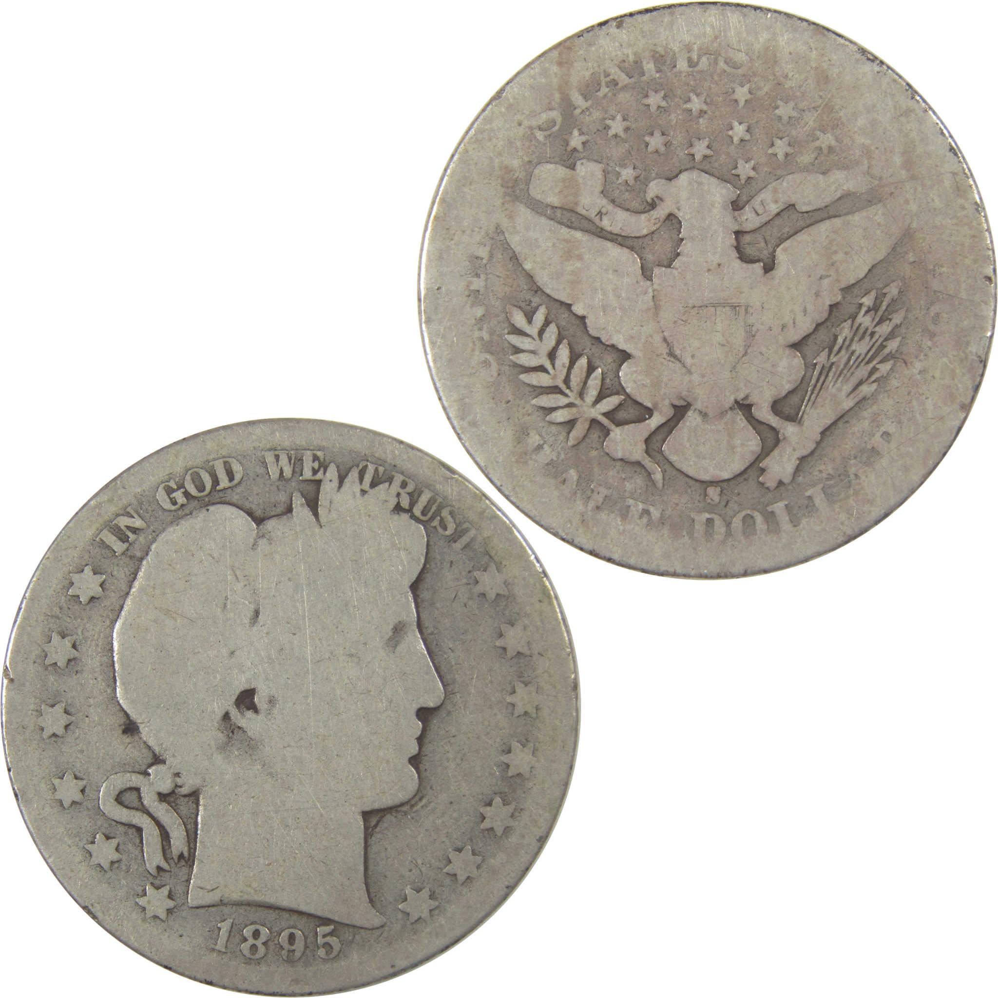 1895 S Barber Silver Half Dollar AG About Good 50c Coin SKU:I24581