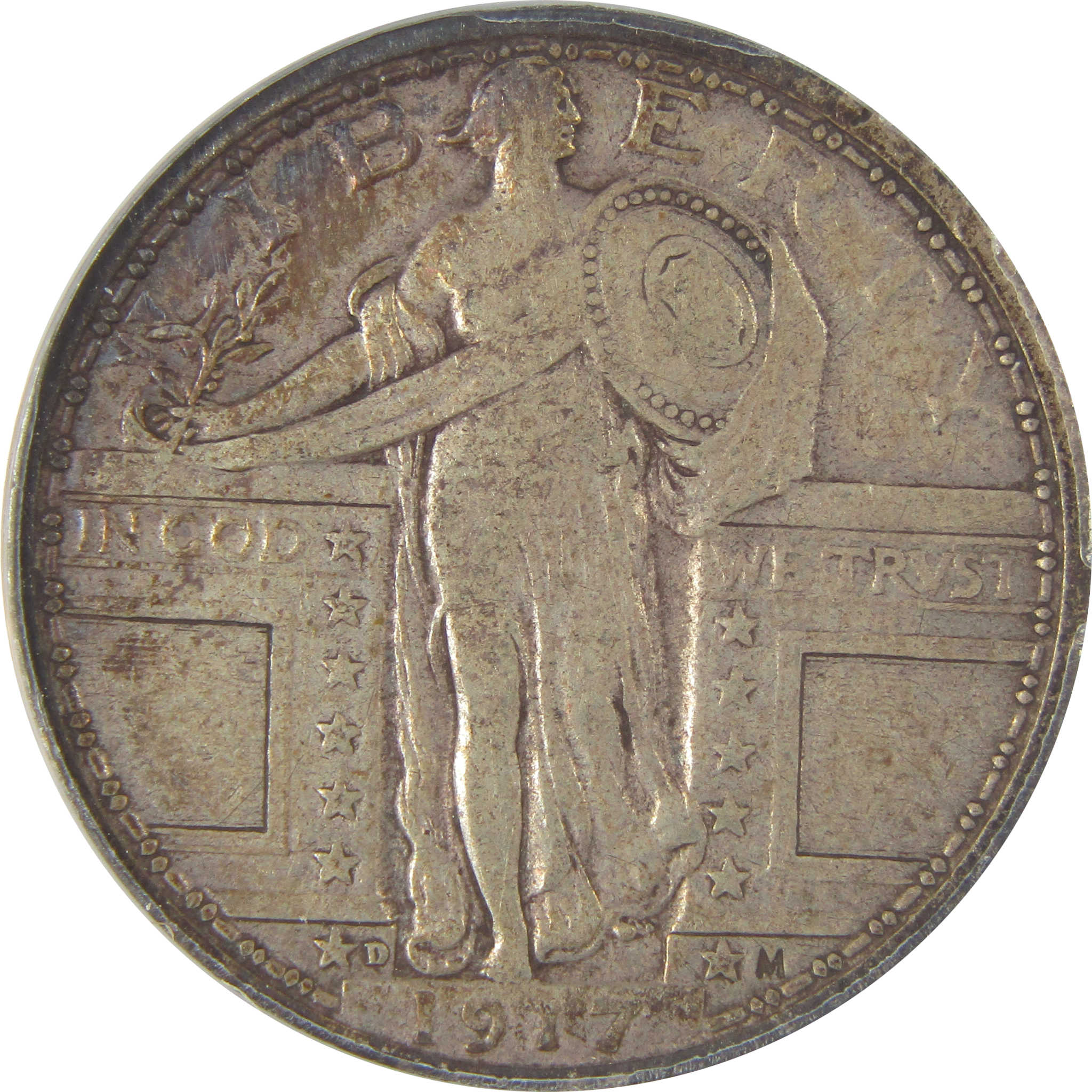 1917 D Type 1 Standing Liberty Quarter VF 20 ANACS Silver SKU:I20192