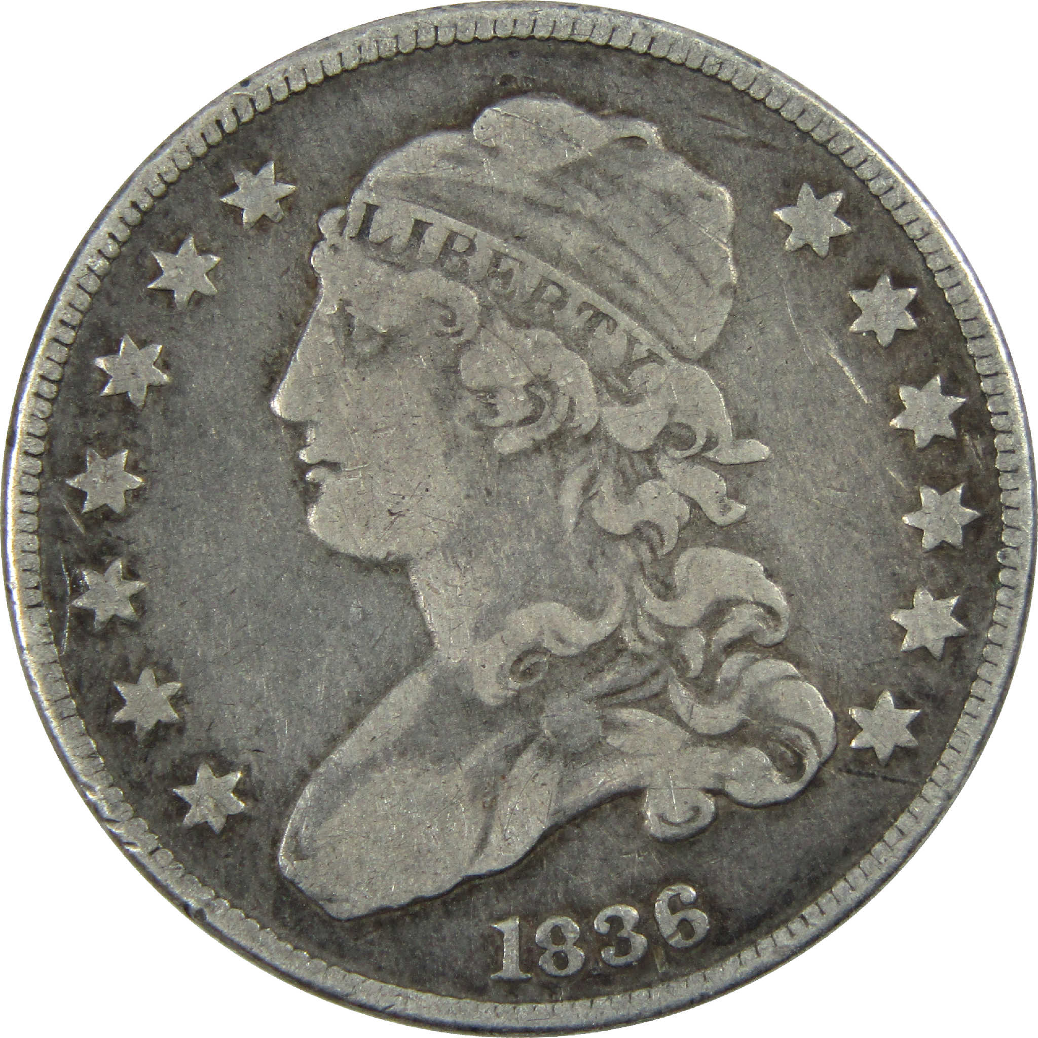 1836 Capped Bust Quarter F Fine Silver 25c Coin SKU:I12353