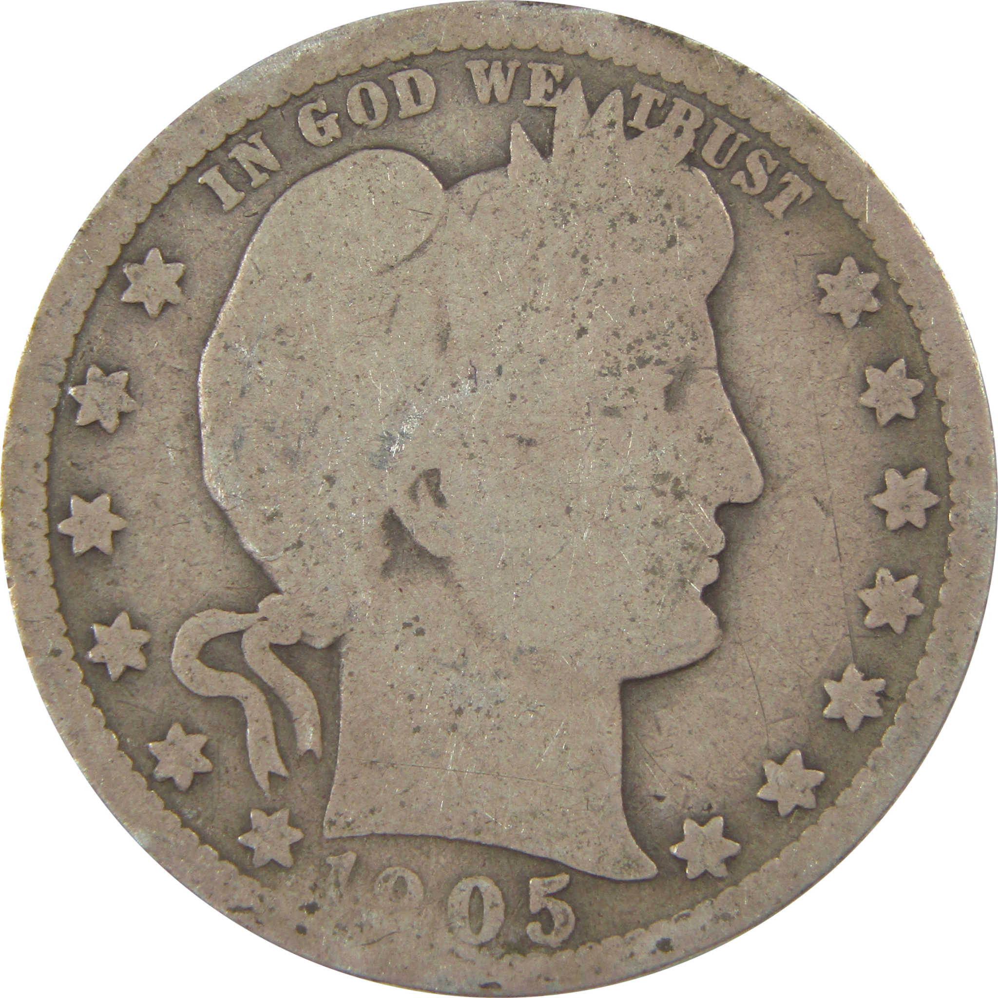 1905 O Barber Quarter AG About Good Details Silver 25c Coin SKU:I21831
