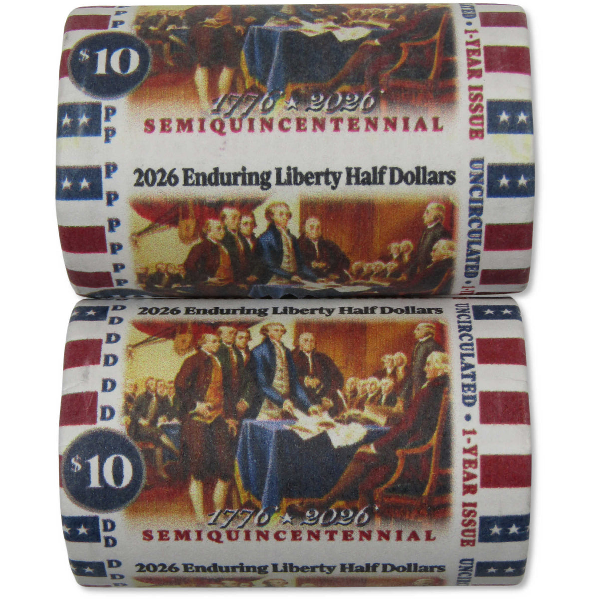 2026 P&D Enduring Liberty Semiquincentennial 50c Uncirculated Rolls