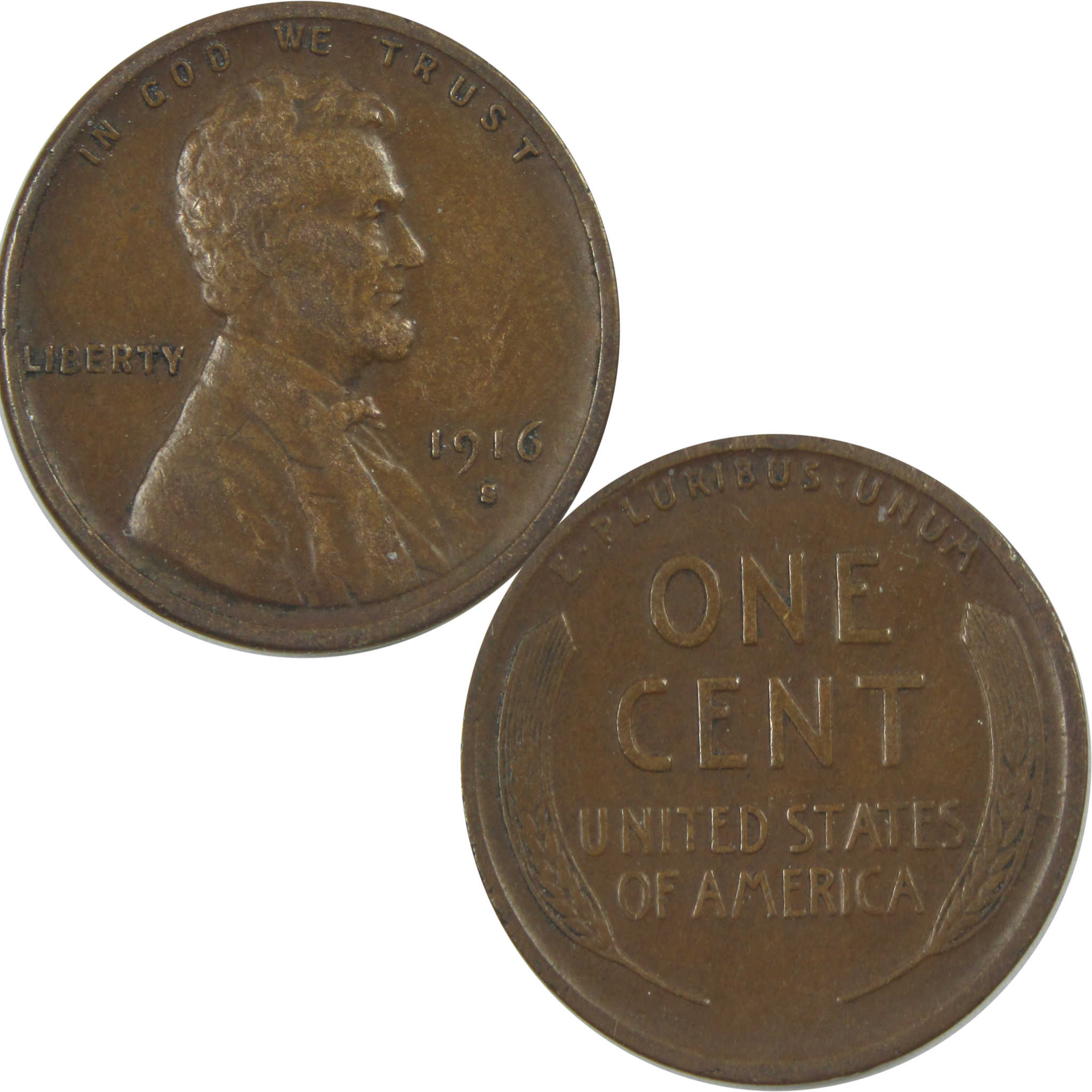 1916 S Lincoln Wheat Cent VF Very Fine Penny 1c Coin SKU:I15456