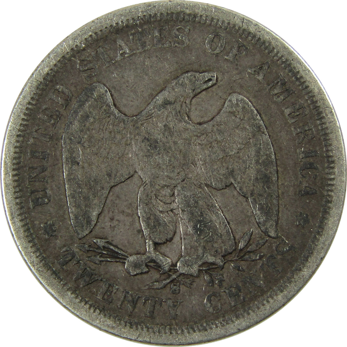 1875 S Seated Liberty Silver Twenty Cent Piece F Fine Coin SKU:CP1708