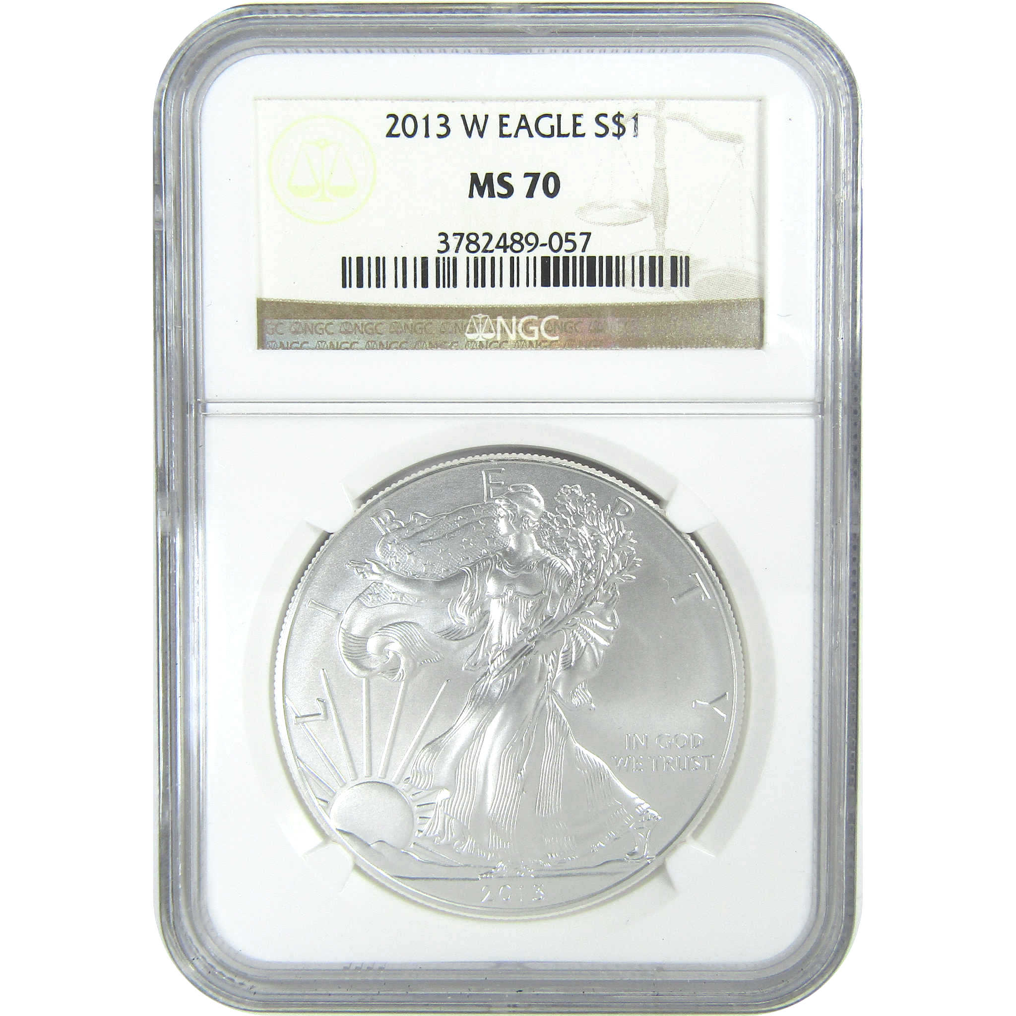 2013 W American Silver Eagle Dollar MS 70 NGC Burnished SKU:CPC9423