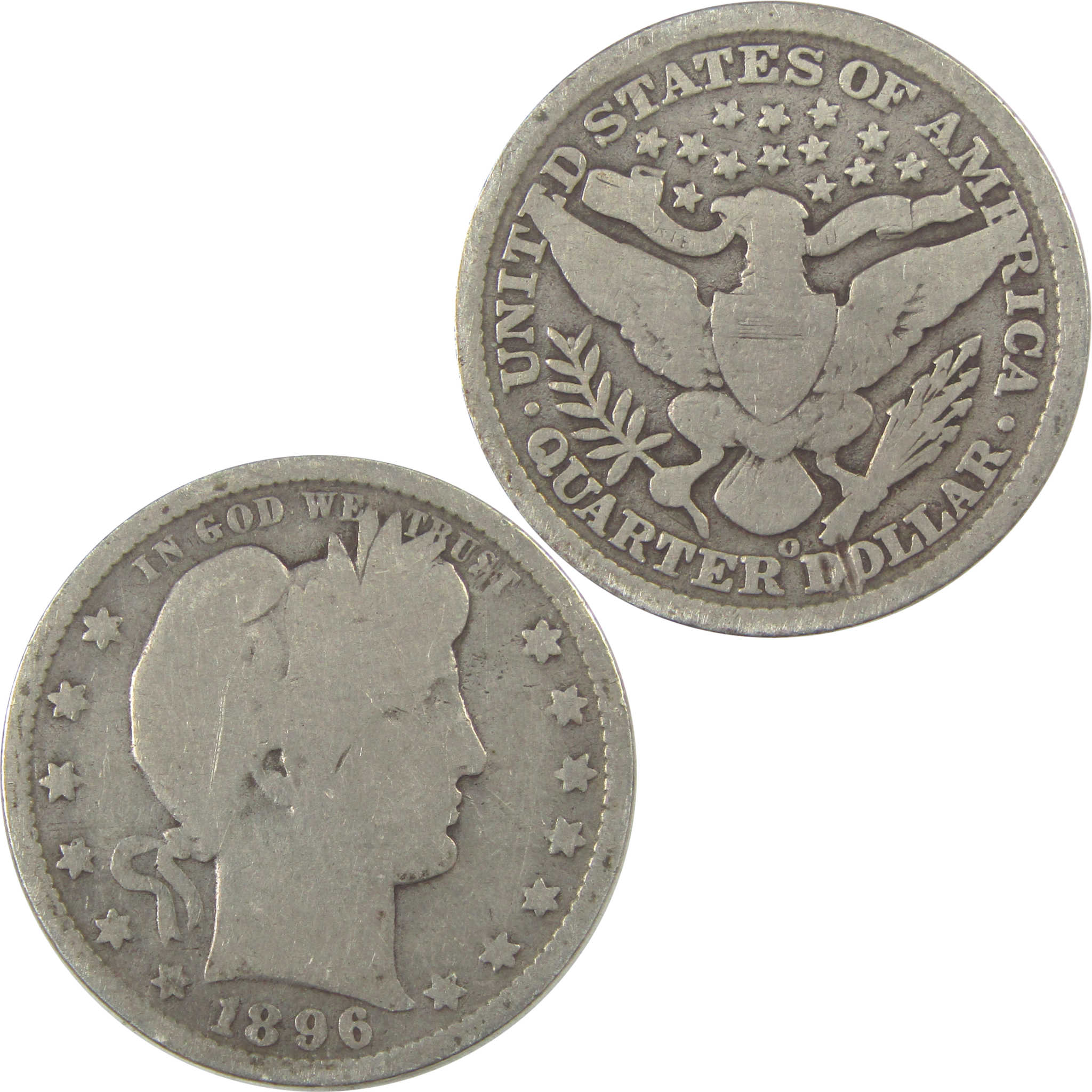 1896 O Barber Quarter G Good Silver 25c Coin SKU:I21864