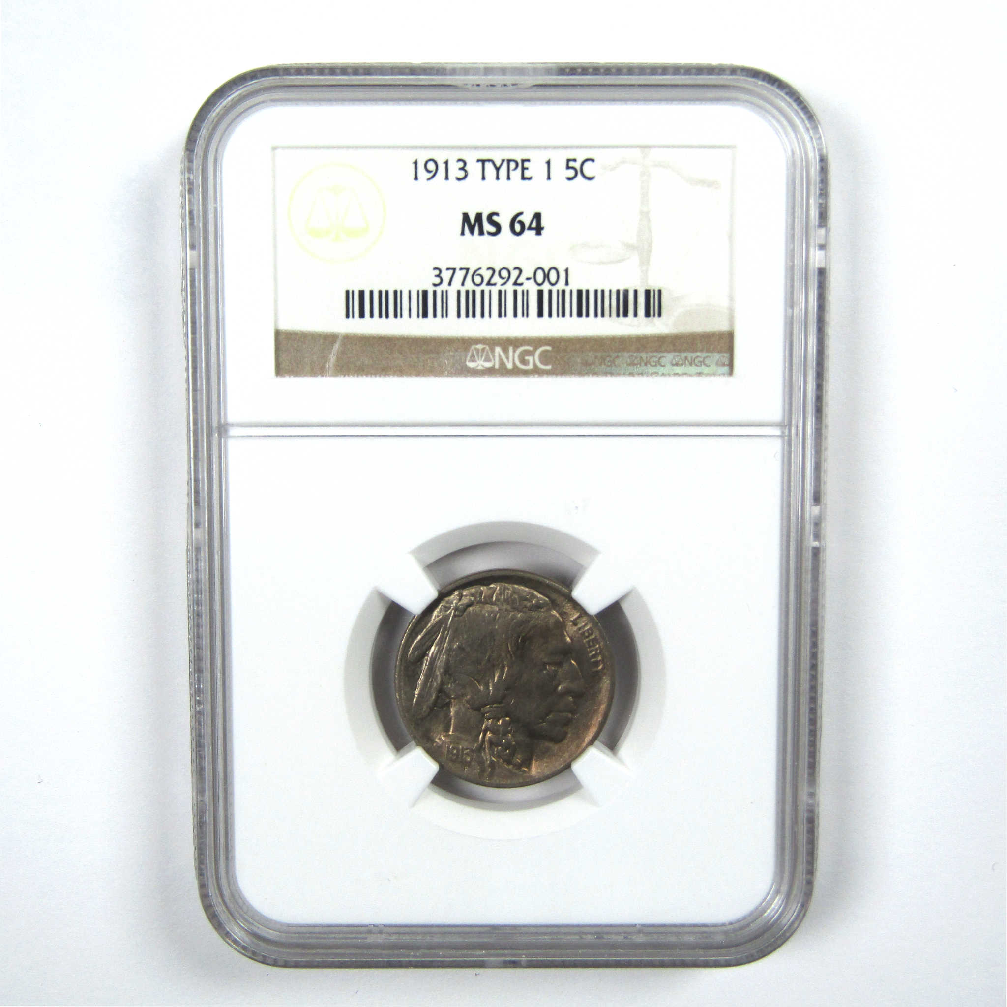 1913 Type 1 Indian Head Buffalo Nickel MS 64 NGC 5c Unc SKU:I13803