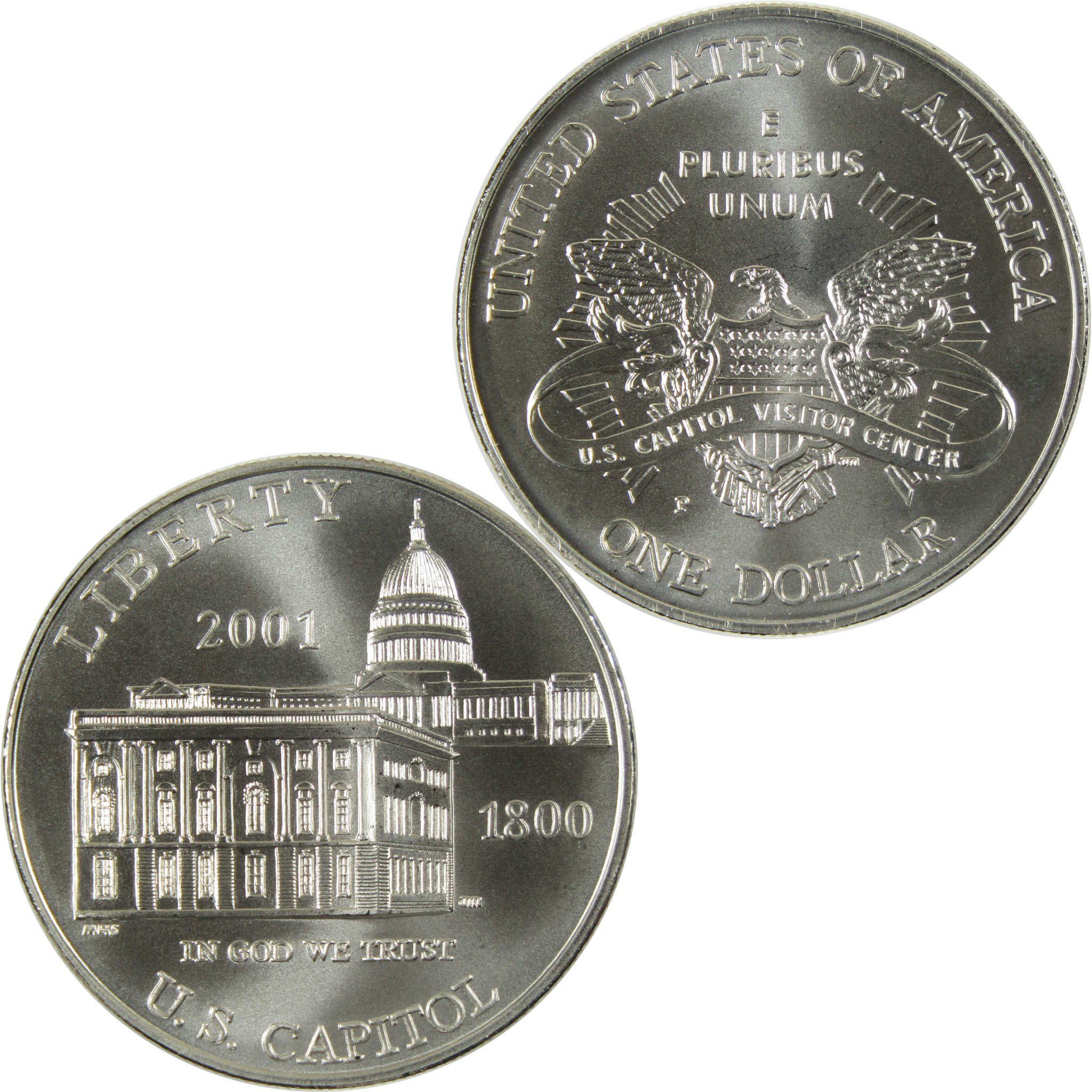 2001 P U.S. Capitol Commemorative Silver Dollar Uncirculated $1 Coin