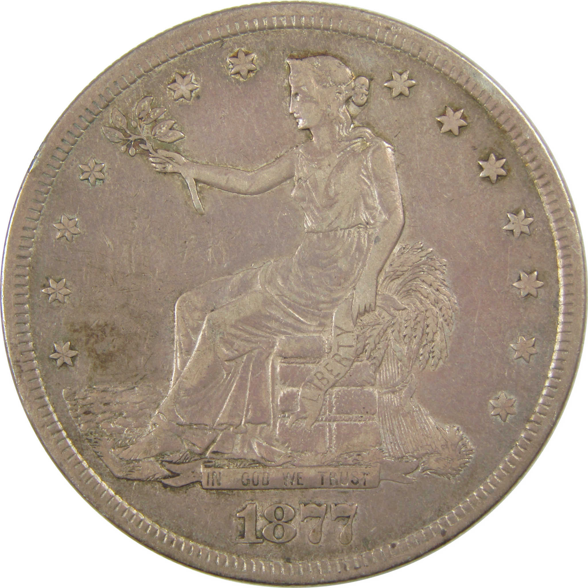 1877 S Trade Dollar XF EF Extremely Fine Silver $1 Coin SKU:I22435