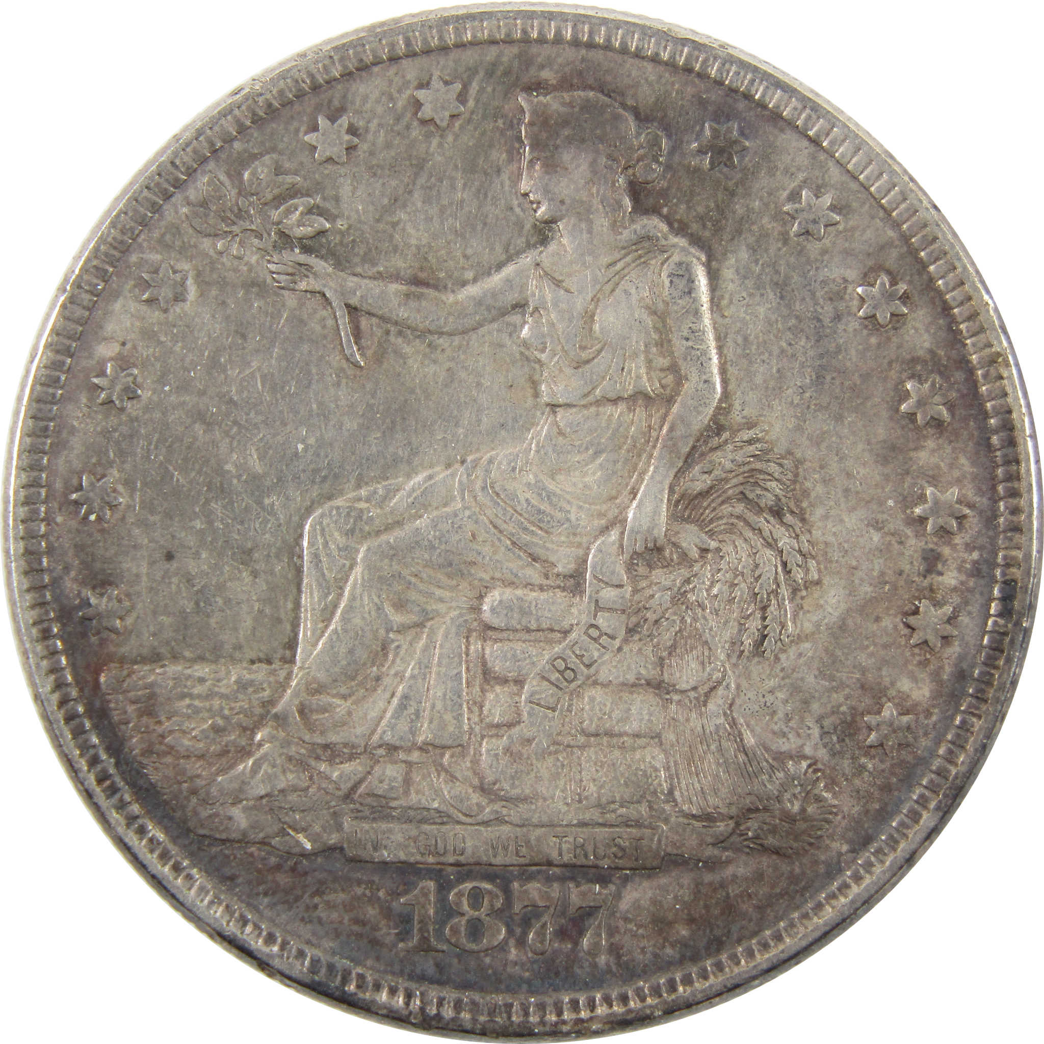 1877 Trade Dollar VF Very Fine 90% Silver $1 Coin SKU:I10646