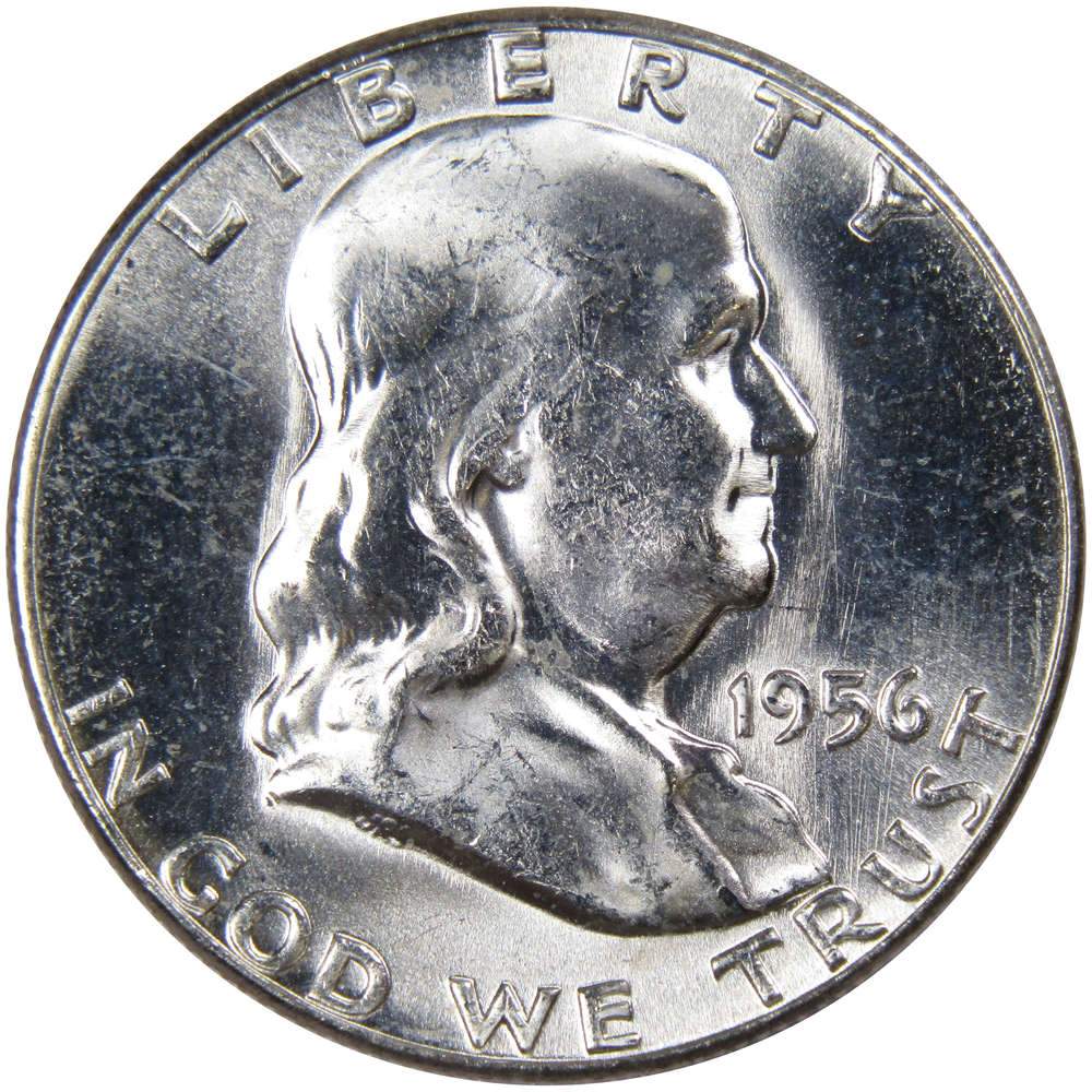 1956 Franklin Half Dollar BU Uncirculated Mint State 90% Silver 50c US Coin