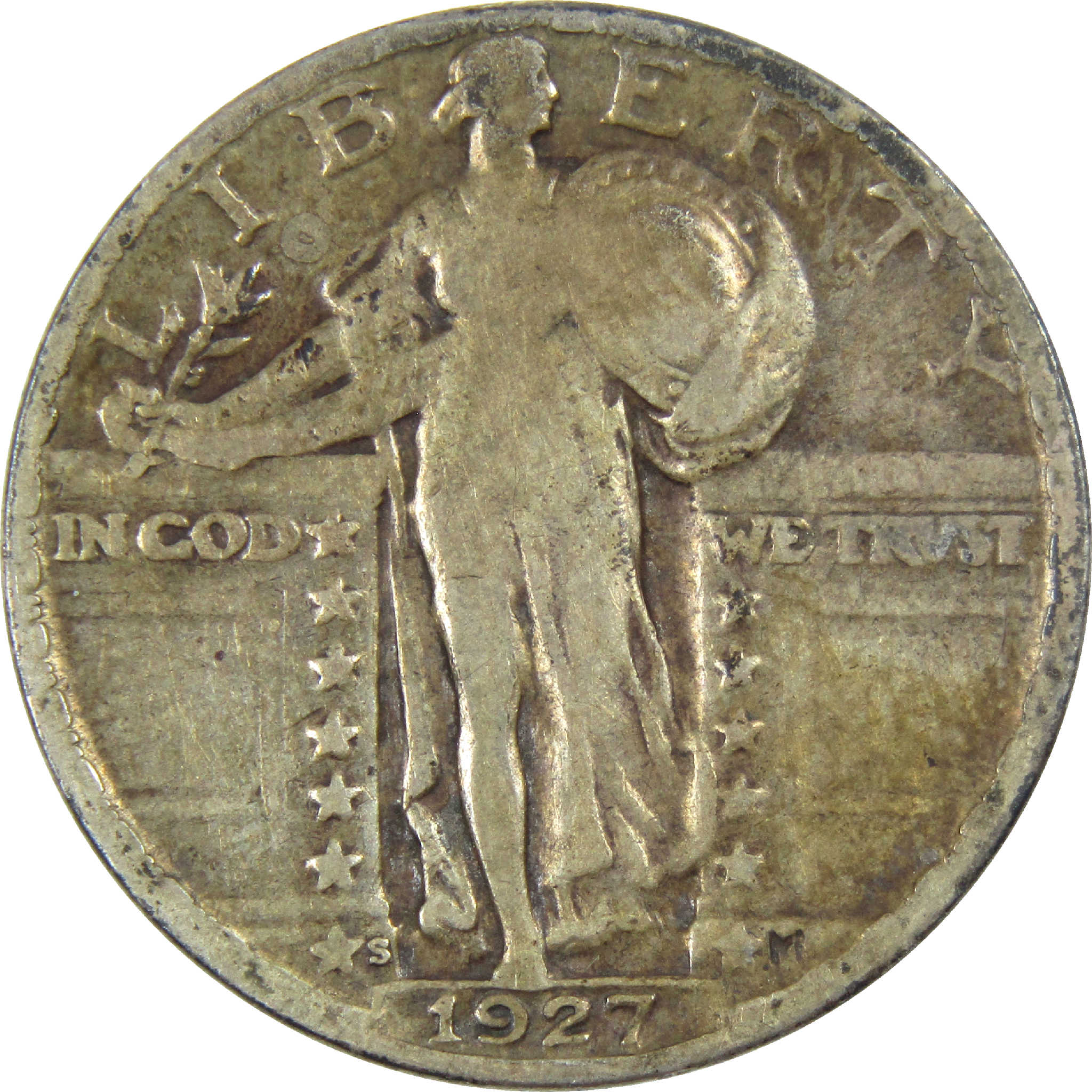 1927 S Standing Liberty Quarter G Good Silver 25c Coin SKU:I12294