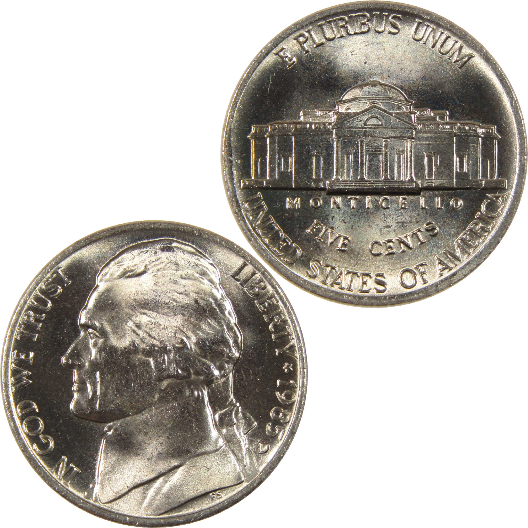 1985 D Jefferson Nickel Uncirculated 5c Coin