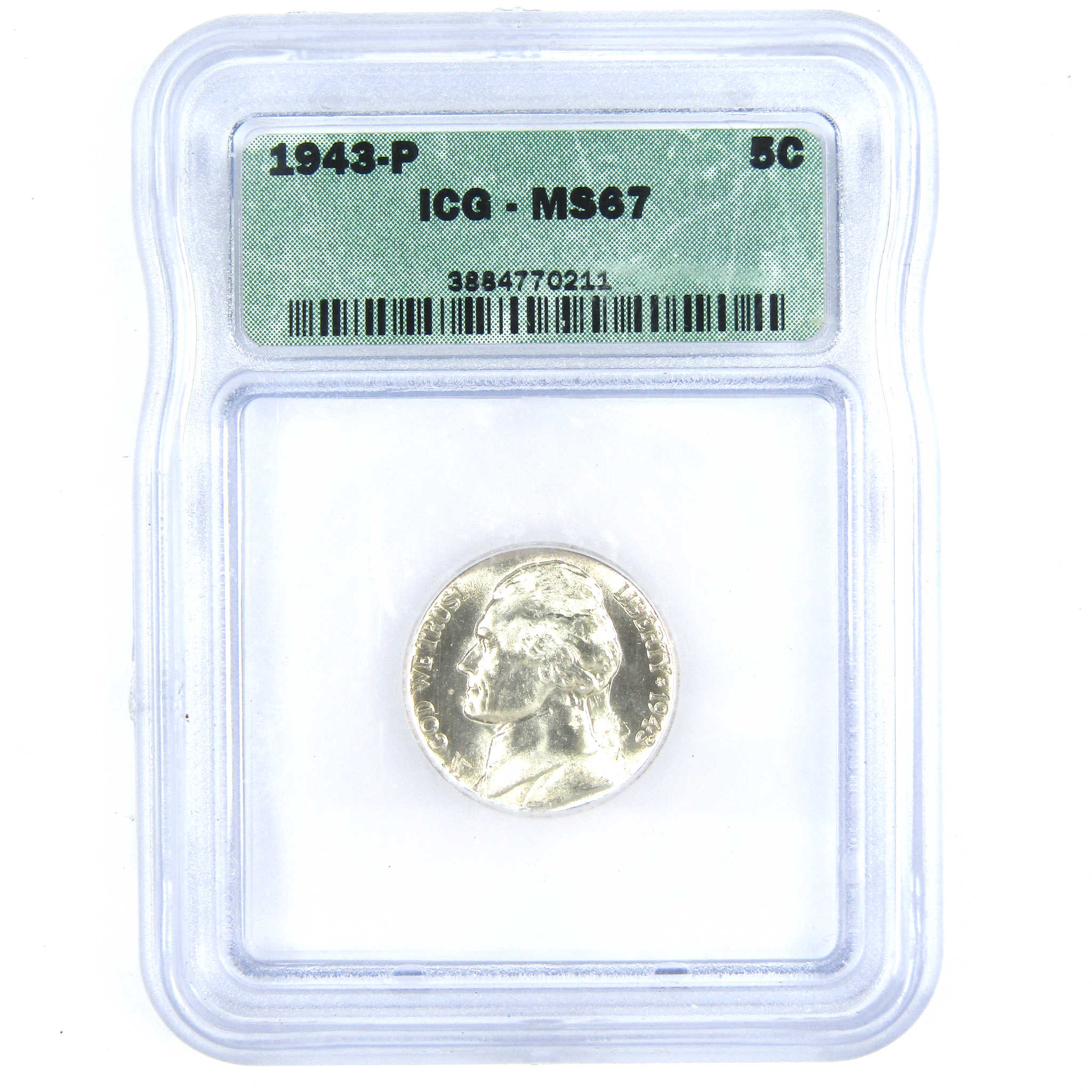 1942 P Jefferson Nickel MS 67 ICG Wartime Silver 5c SKU:CPC8609