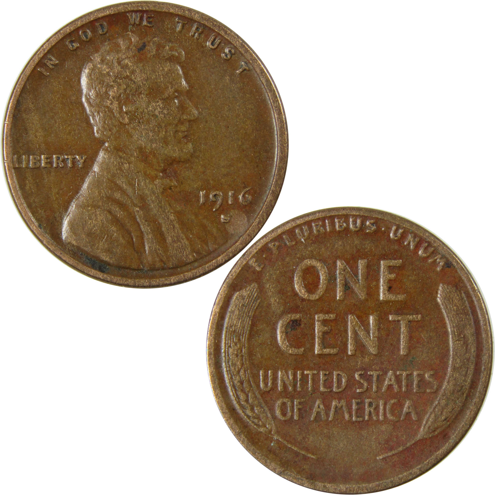 1916 S Lincoln Wheat Cent VF Very Fine Penny 1c Coin SKU:I26311