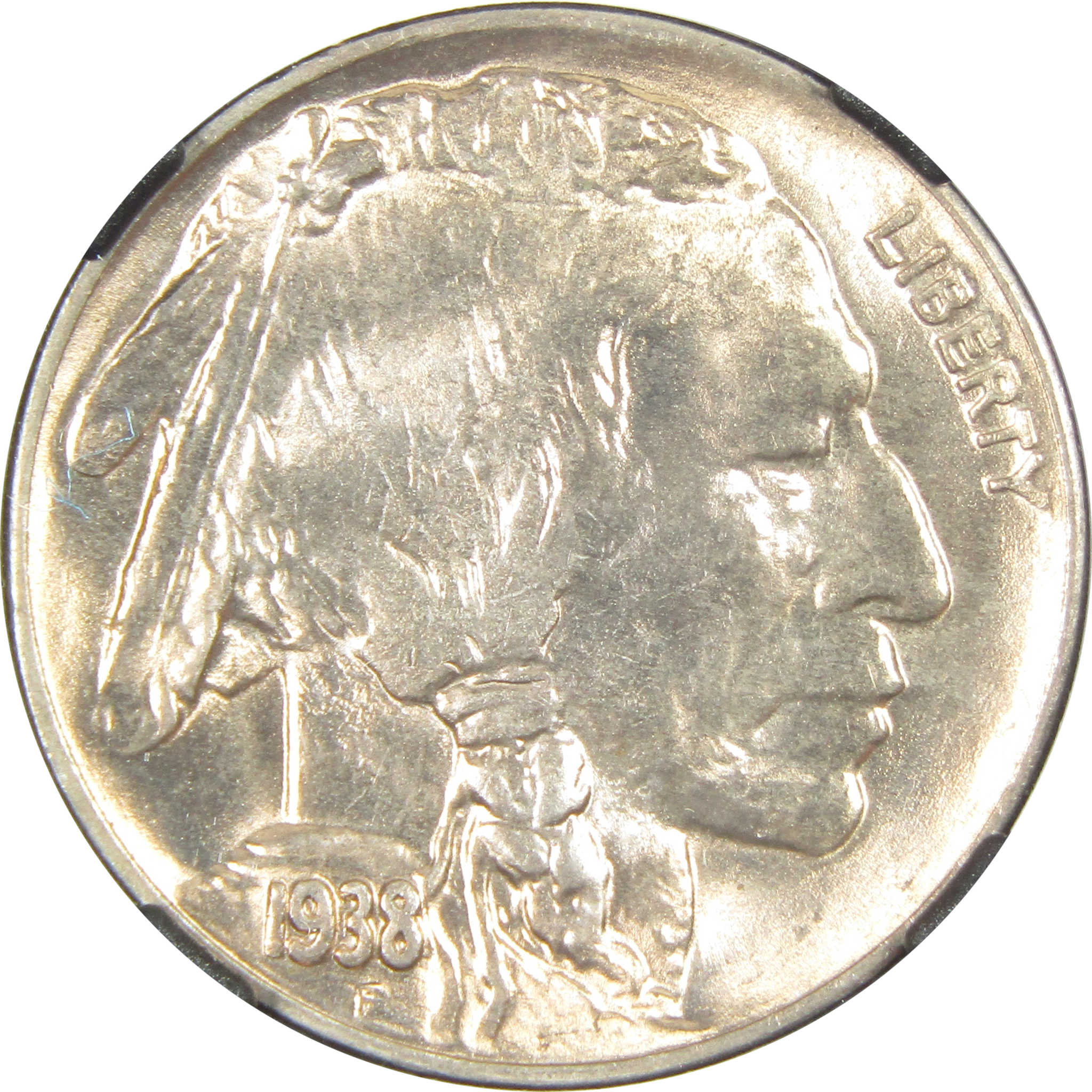 1938 D Buffalo Nickel MS 66 NGC 5c Original Bag Fragment SKU:I14580