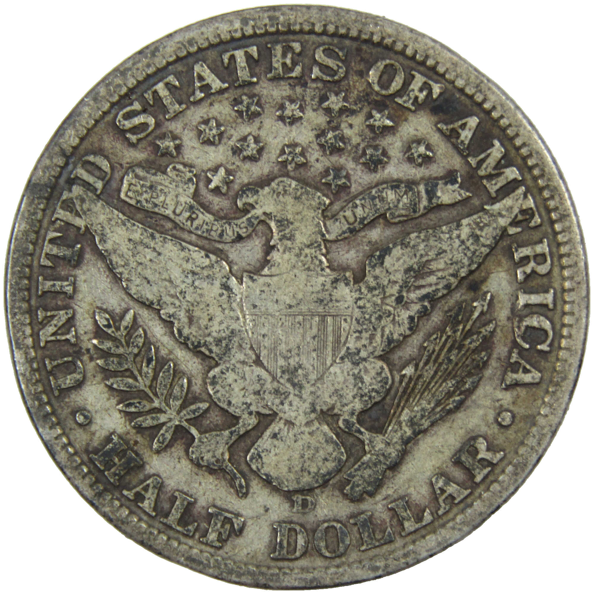 1907 D Barber Half Dollar VG Very Good Silver 50c Coin SKU:I12793