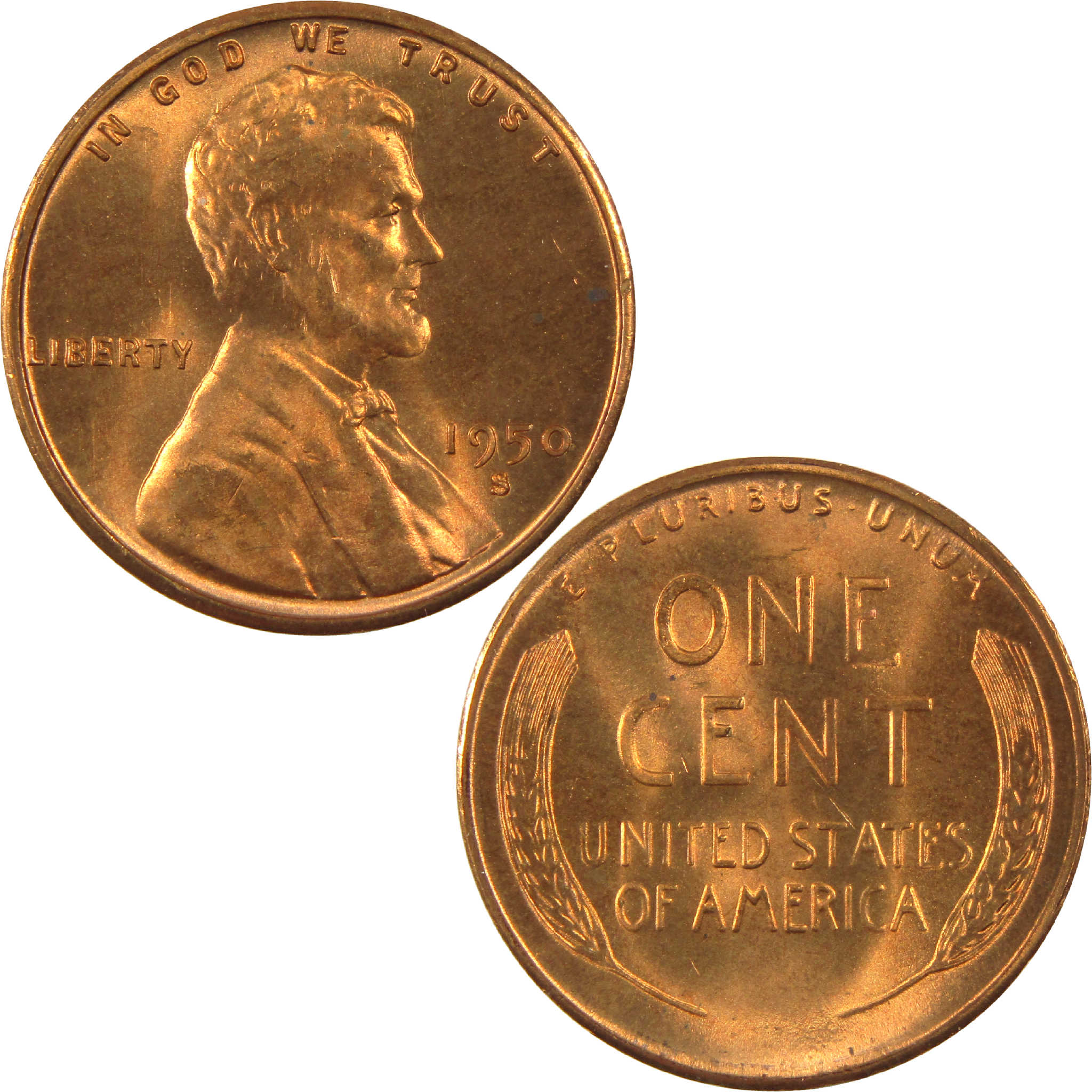 1950 S Lincoln Wheat Cent BU Uncirculated Penny 1c Coin