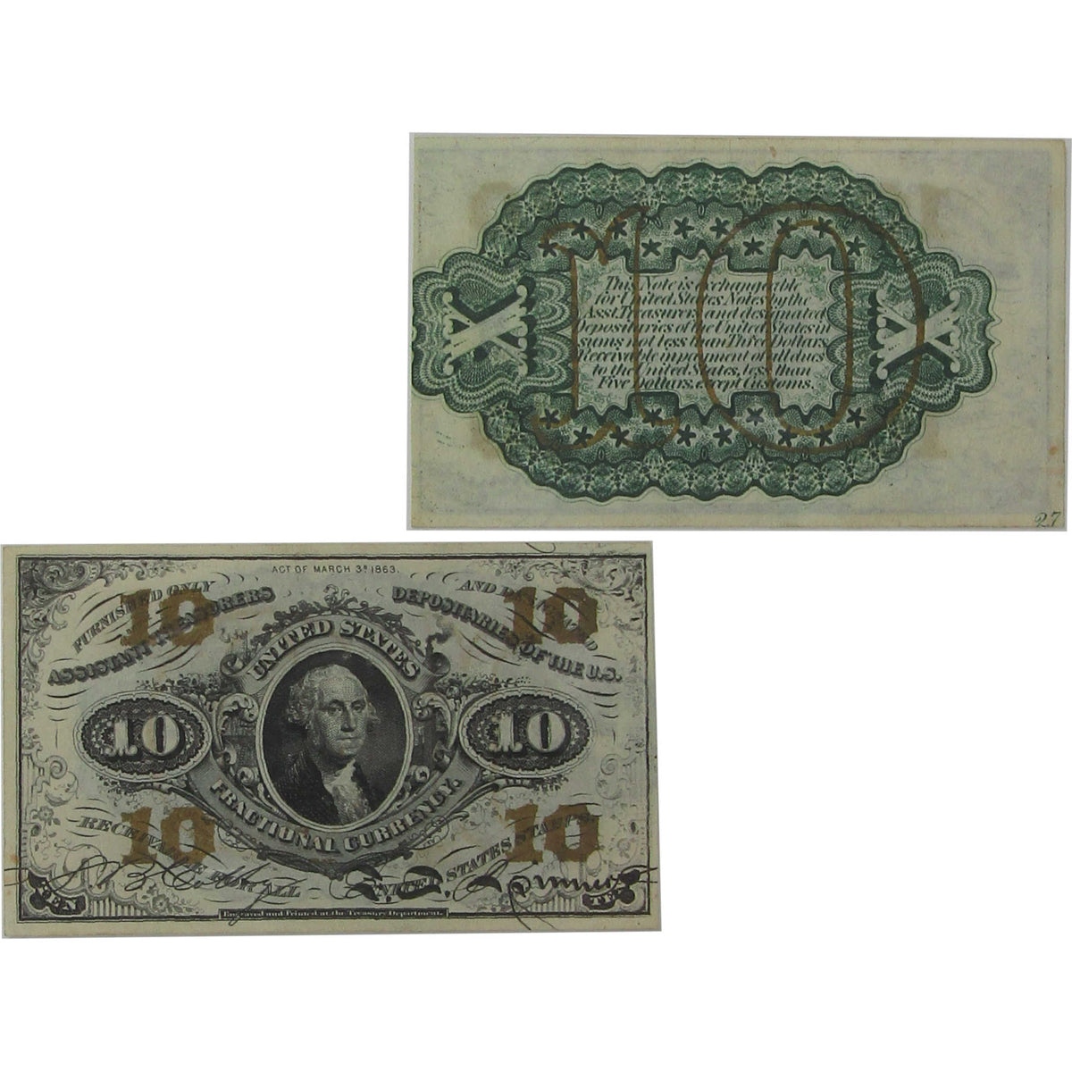 10c Fractional Note Third Issue Fr 1255 Choice Uncirculated 63 PCGS
