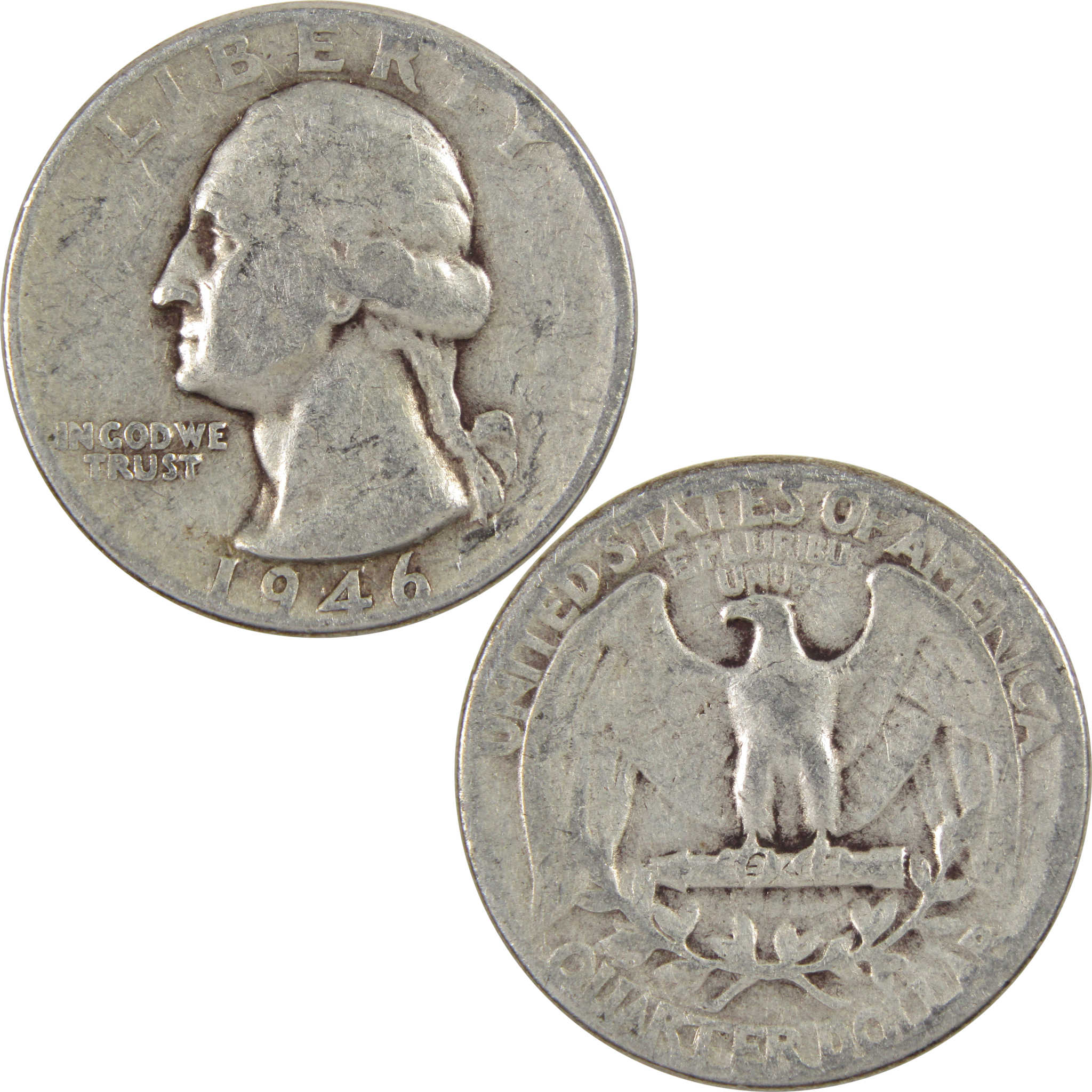1946 Washington Quarter AG About Good 90% Silver 25c Coin