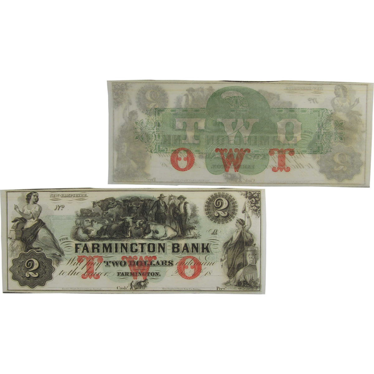 $2 Farmington Bank NH Note Obsolete Currency Collectible