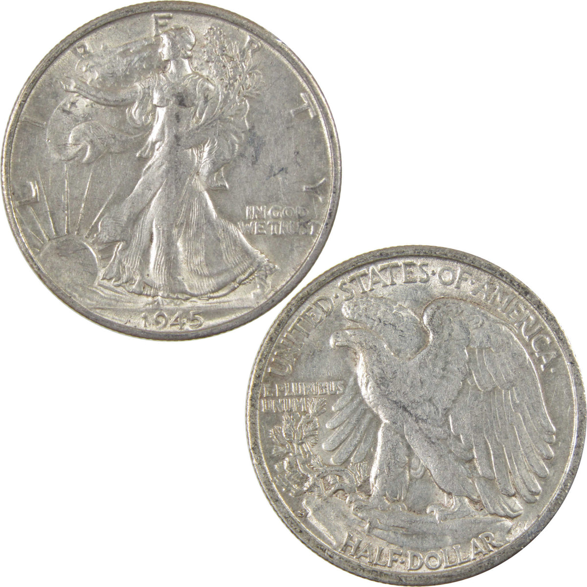 1945 S Liberty Walking Silver 50c Borderline Uncirculated SKU:I28664