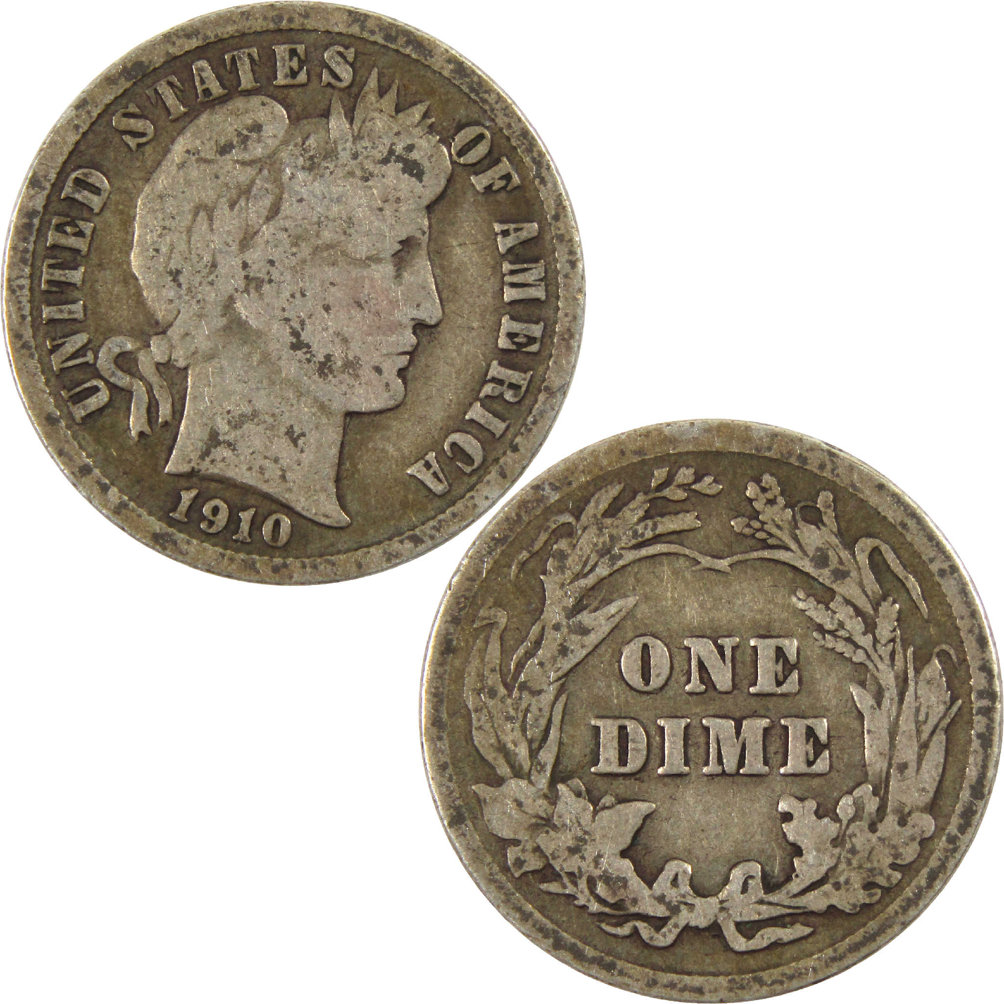 1910 Barber Dime G Good Silver 10c Coin