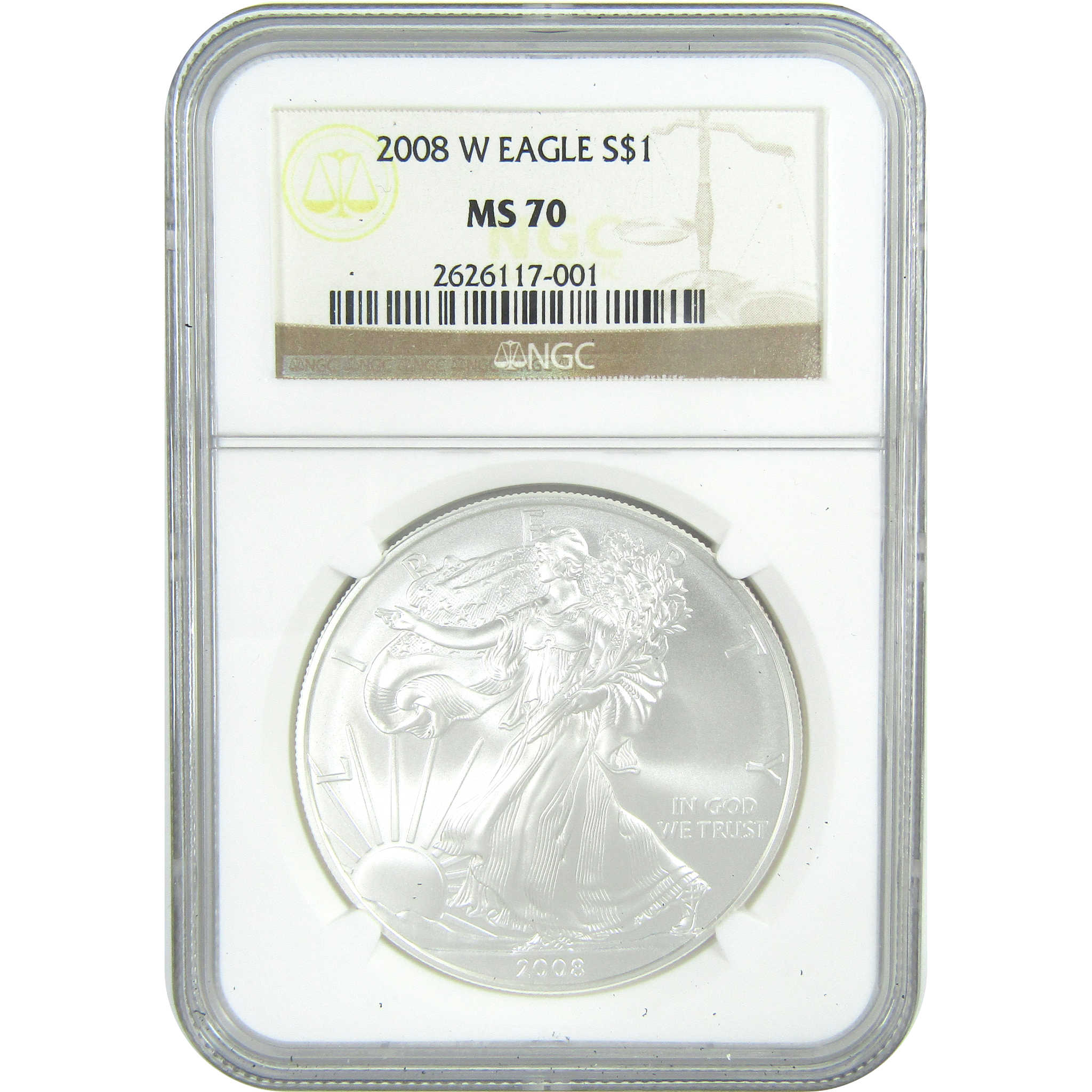 2008 W American Silver Eagle MS 70 NGC Burnished $1 SKU:CPC9566