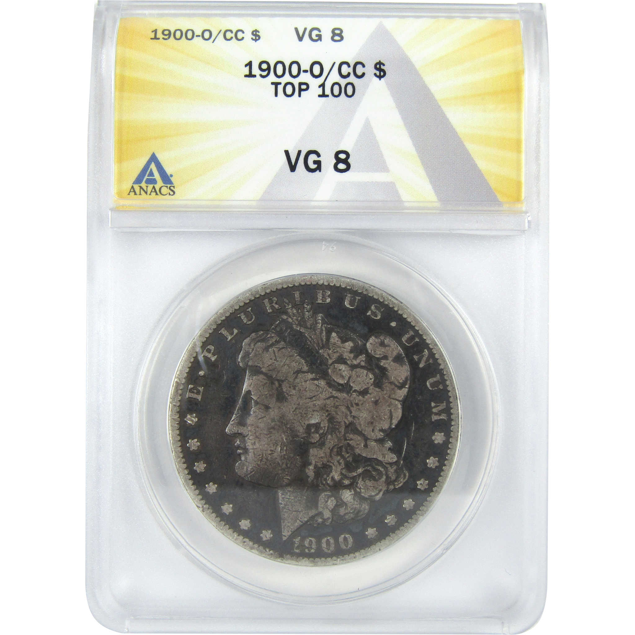 1900 O/CC Top 100 Morgan Dollar VG 8 ANACS Silver $1 Coin SKU:I16383 - Morgan coin - Morgan silver dollar - Morgan silver dollar for sale - Profile Coins &amp; Collectibles