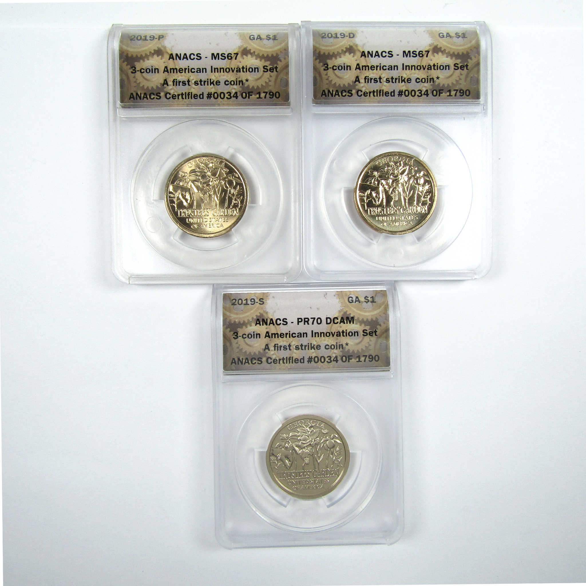 2019 PDS Trustee's Garden Innovation 3 Coin Set ANACS SKU:CPC6182