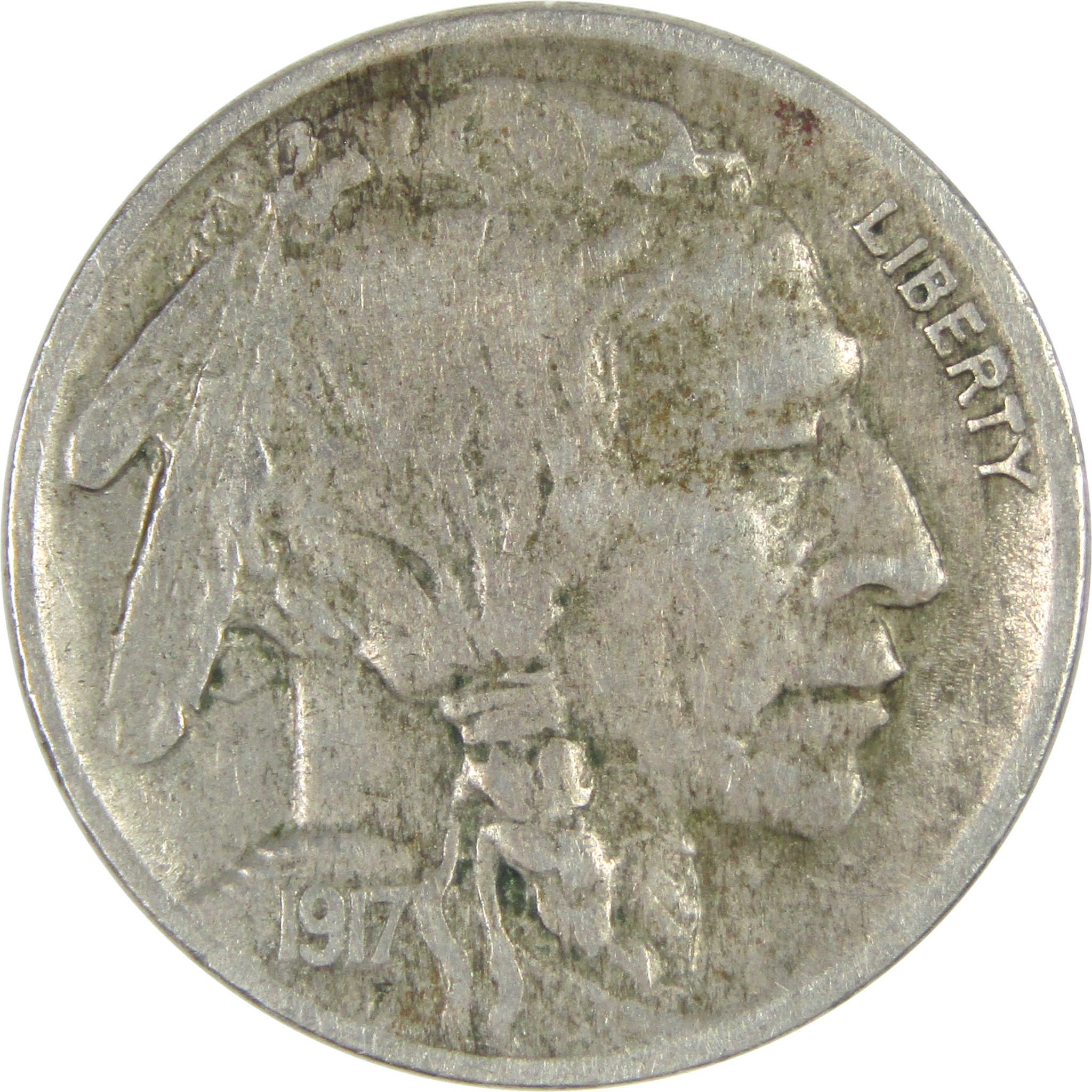 1917 D Indian Head Buffalo Nickel F Fine 5c Coin SKU:CPC8634