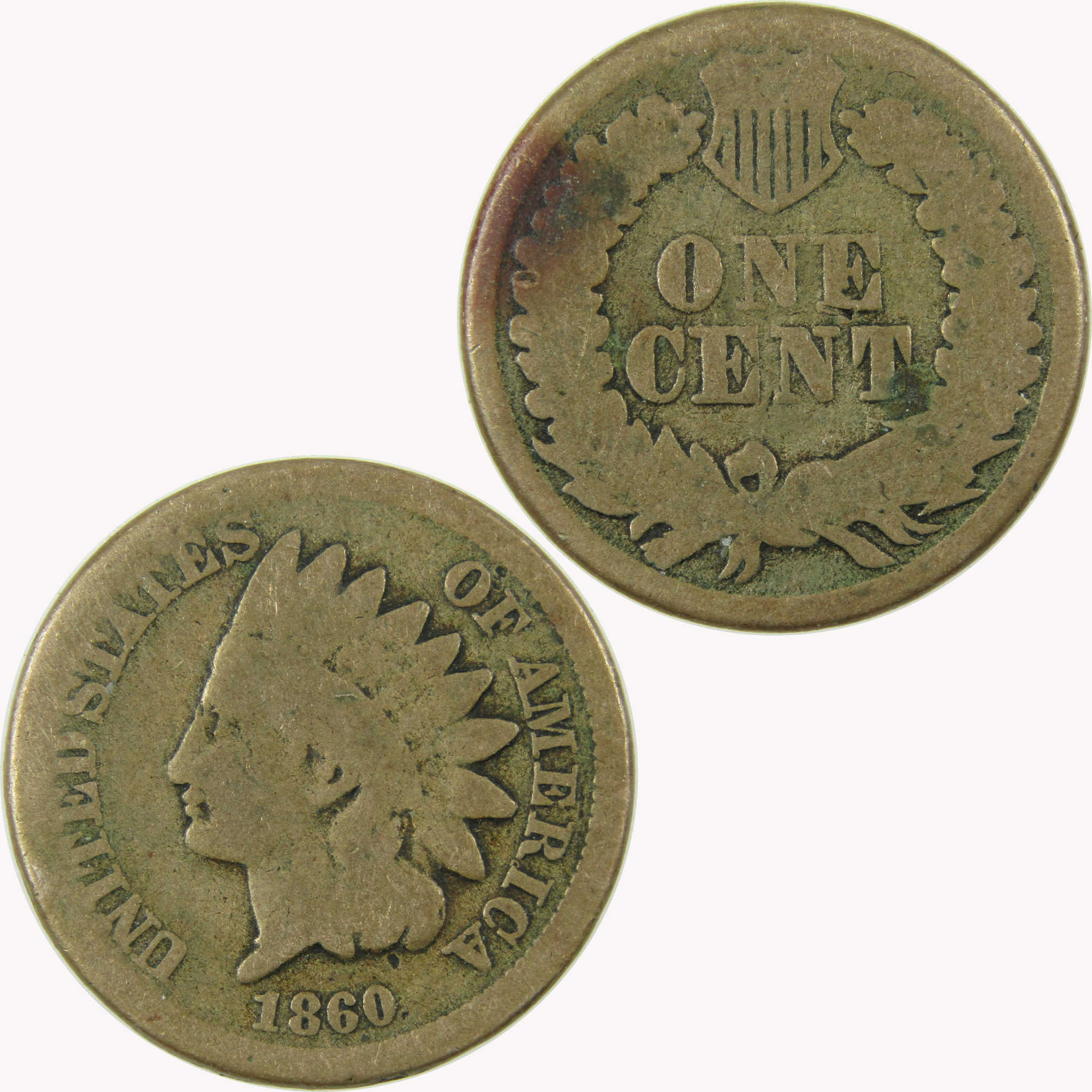 1860 Indian Head Cent AG About Good Penny 1c Coin SKU:CP1063
