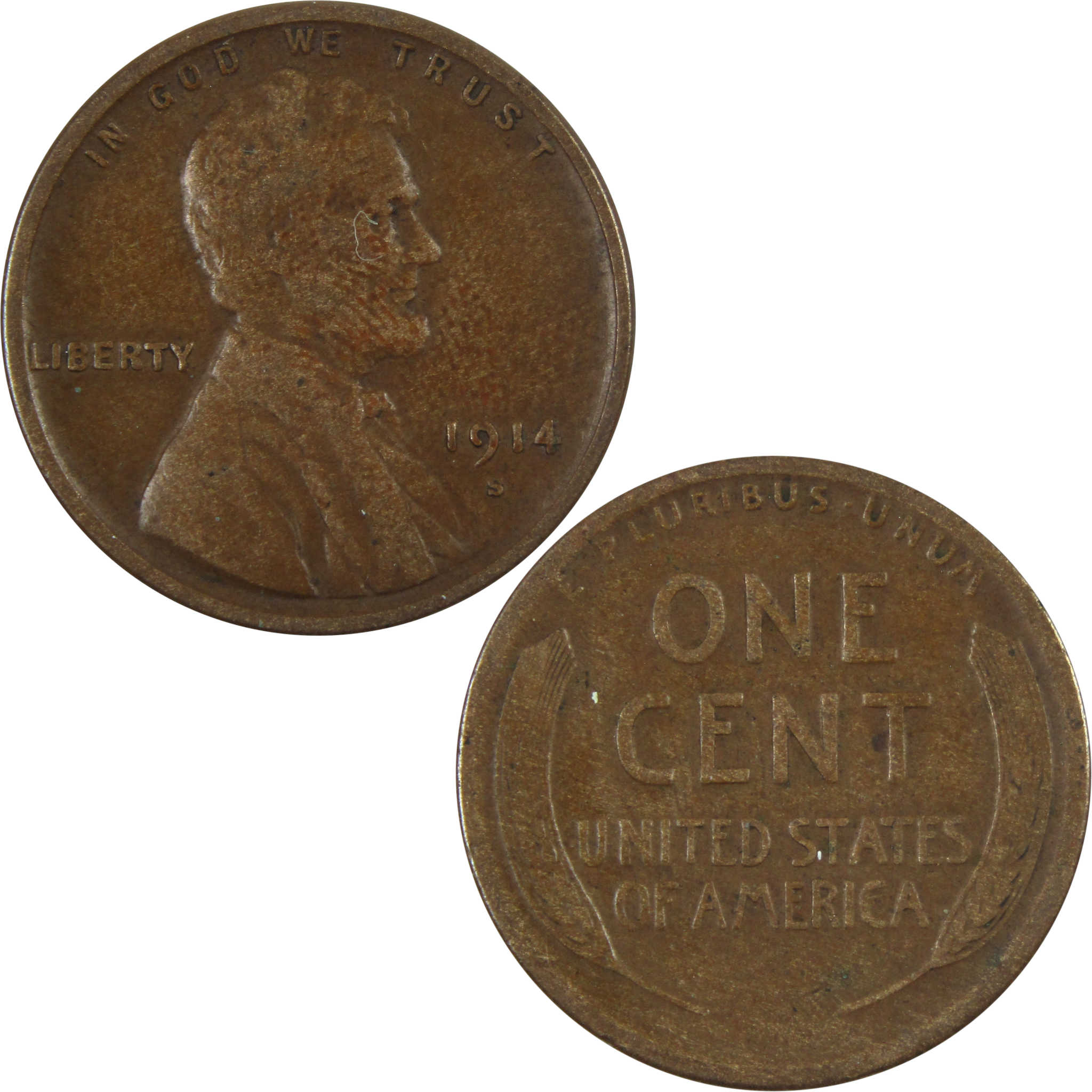 1914 S Lincoln Wheat Cent VG Very Good Penny 1c Coin SKU:I14519