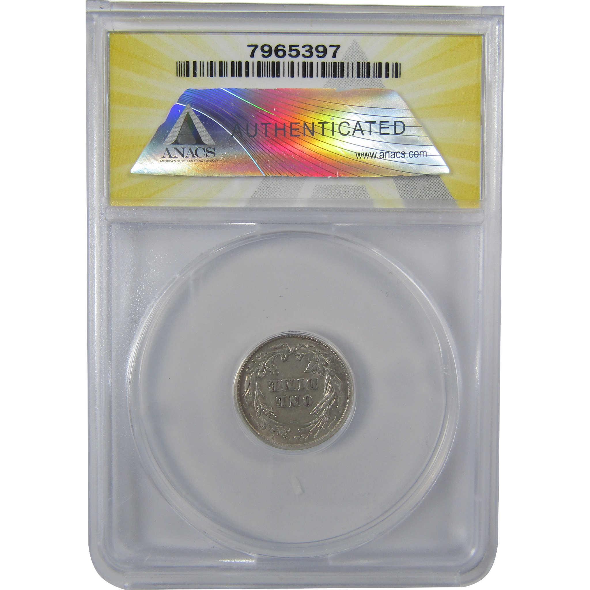 1907 Barber Silver Dime AU 53 Details ANACS 10c Coin SKU:I25443