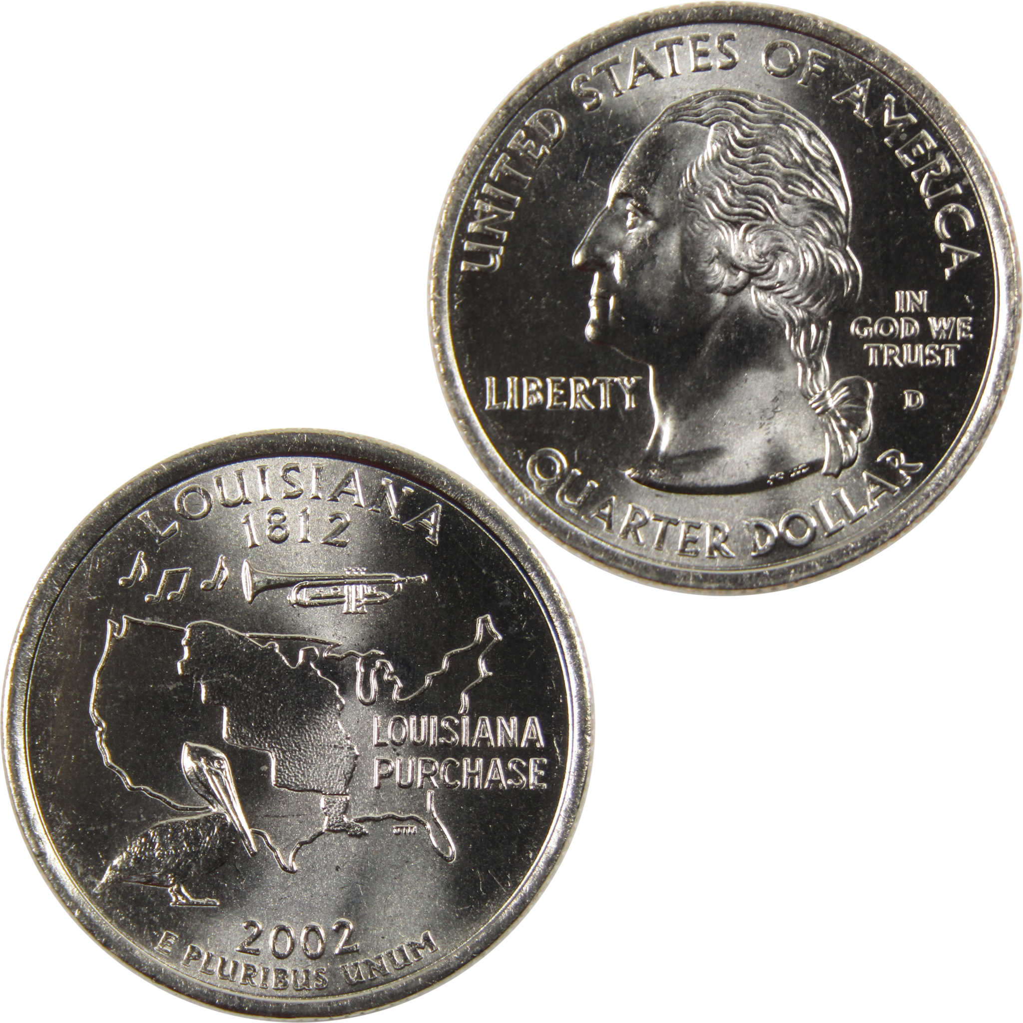 2002 D Louisiana State Quarter BU Uncirculated Clad 25c Coin