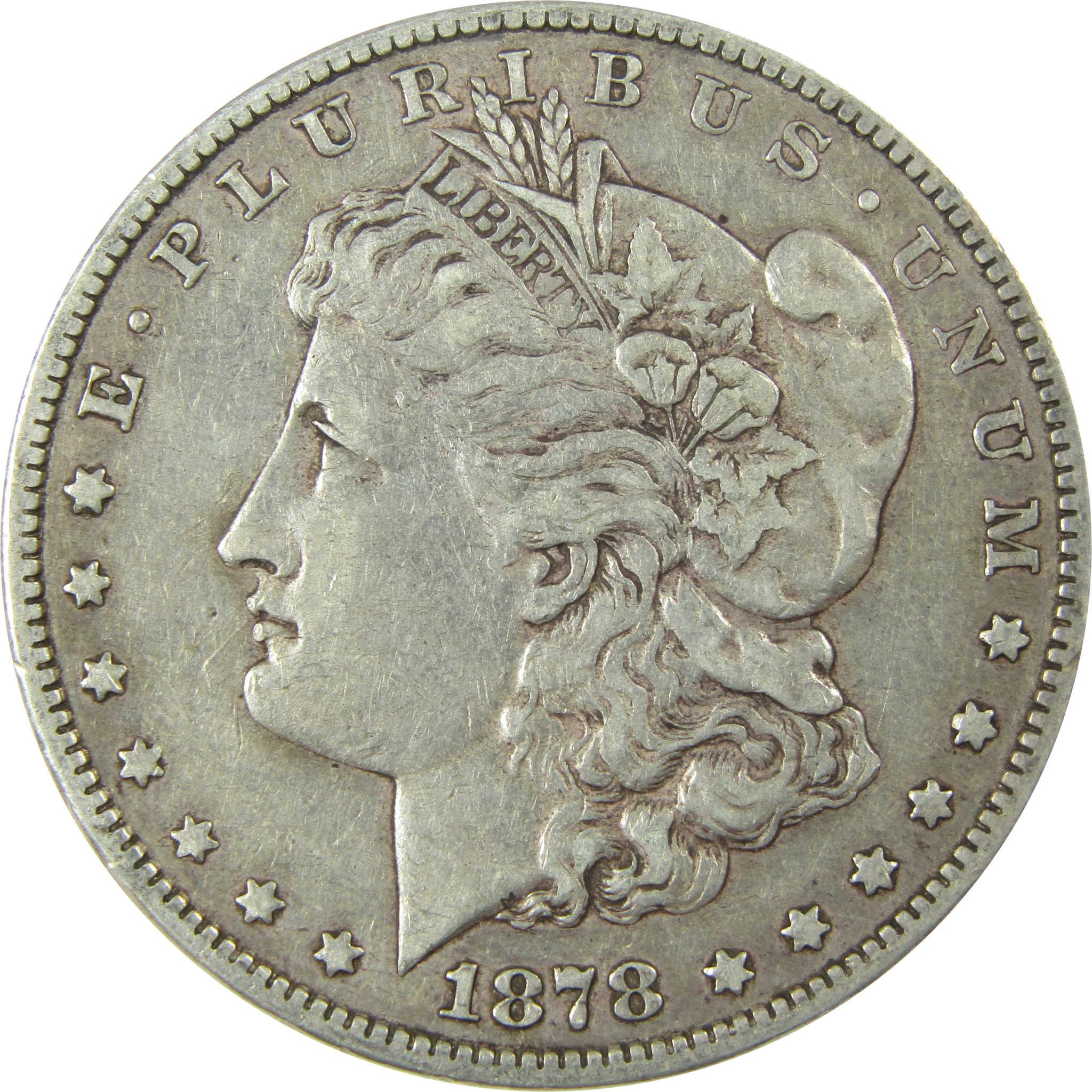 1878 S Long Nock Morgan Silver Dollar VF Very Fine $1 Coin SKU:I25337 - Morgan coin - Morgan silver dollar - Morgan silver dollar for sale - Profile Coins &amp; Collectibles
