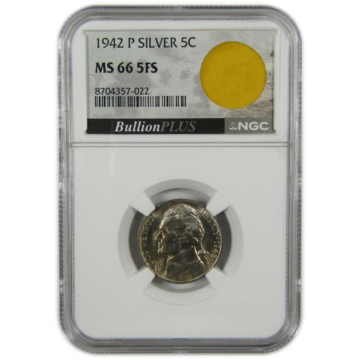 1942 P Jefferson Wartime Silver Nickel MS 66 5FS NGC Coin SKU:I28712