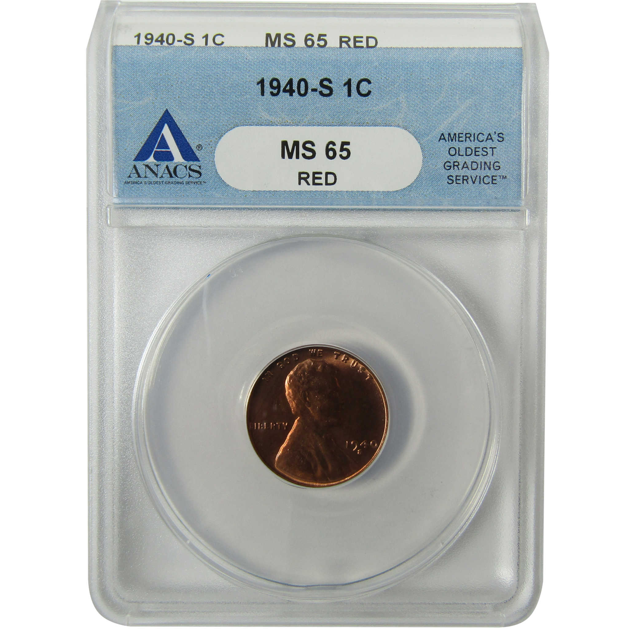 1940 S Lincoln Wheat Cent MS 65 RD ANACS Penny 1c Coin SKU:I28431
