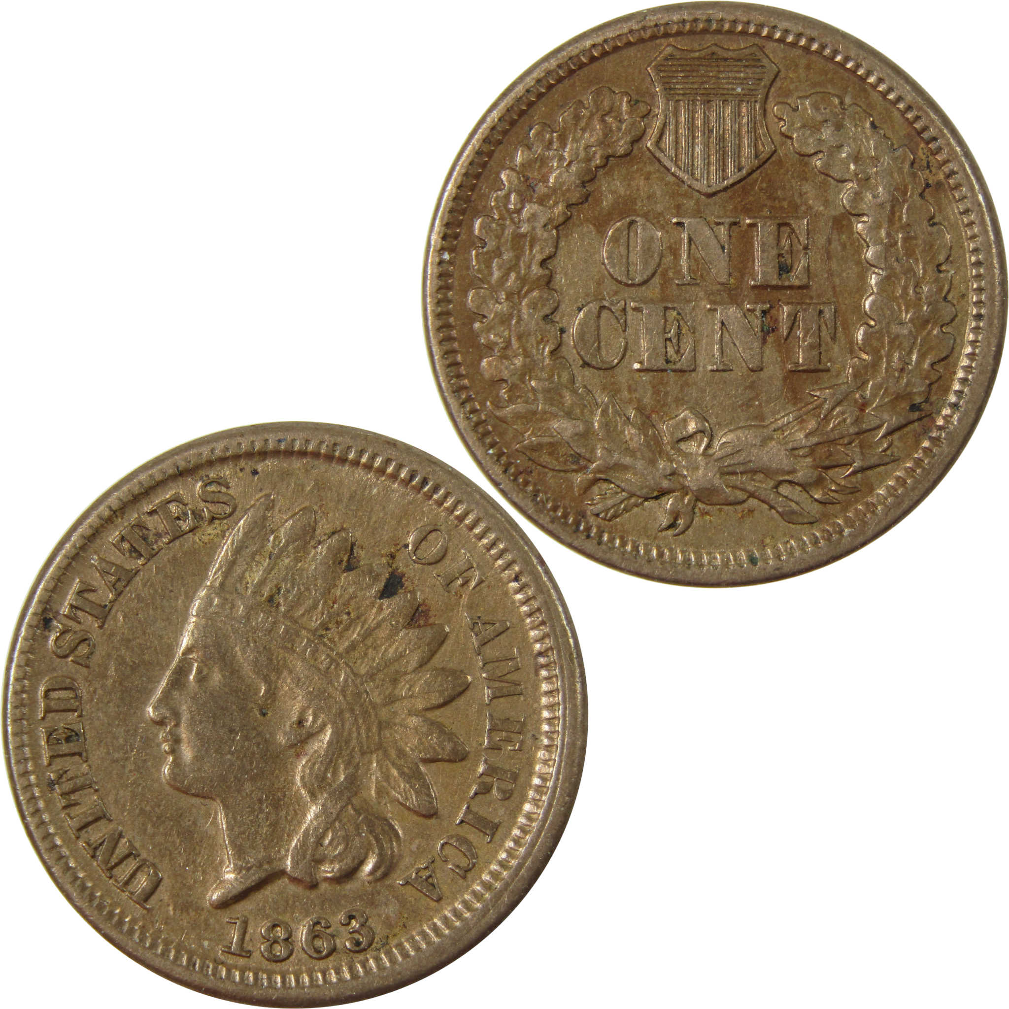 1863 Indian Head Cent XF EF Extremely Fine Penny 1c Coin SKU:CP1254