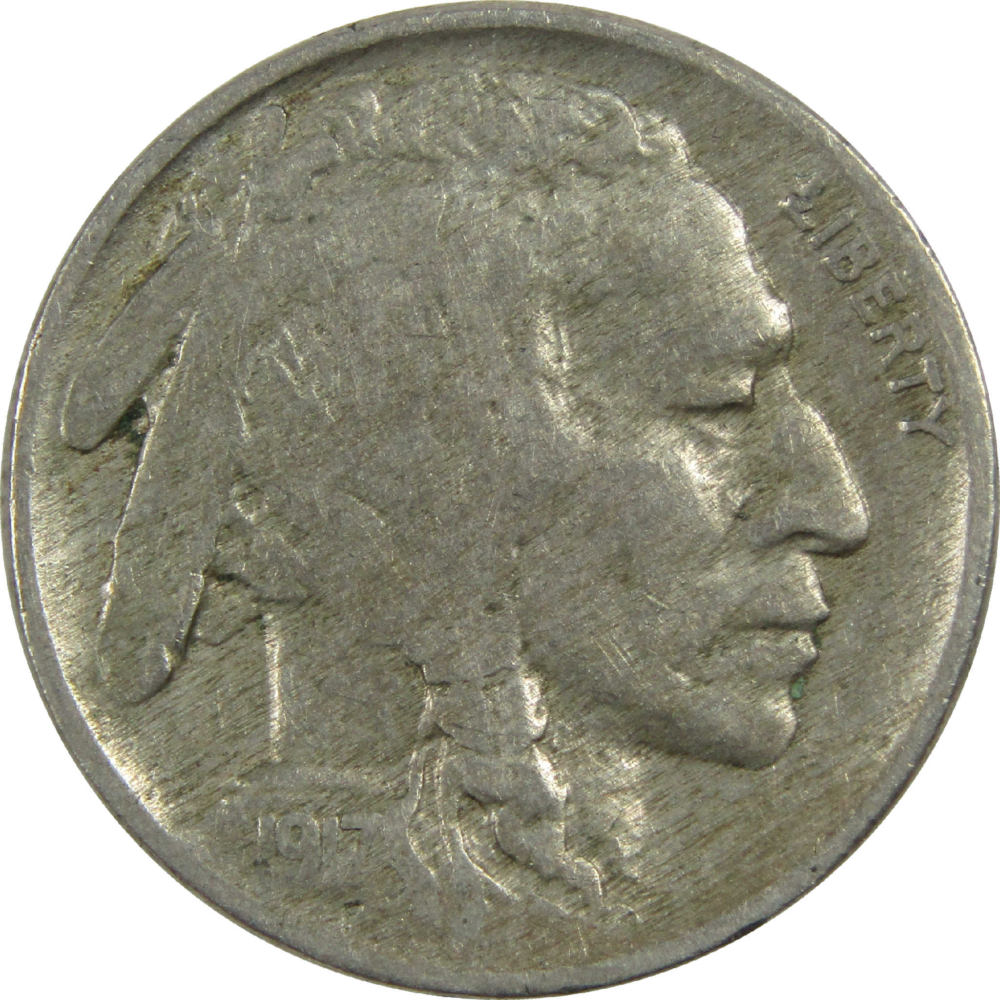 1917 Indian Head Buffalo Nickel F Fine 5c Coin SKU:I13531