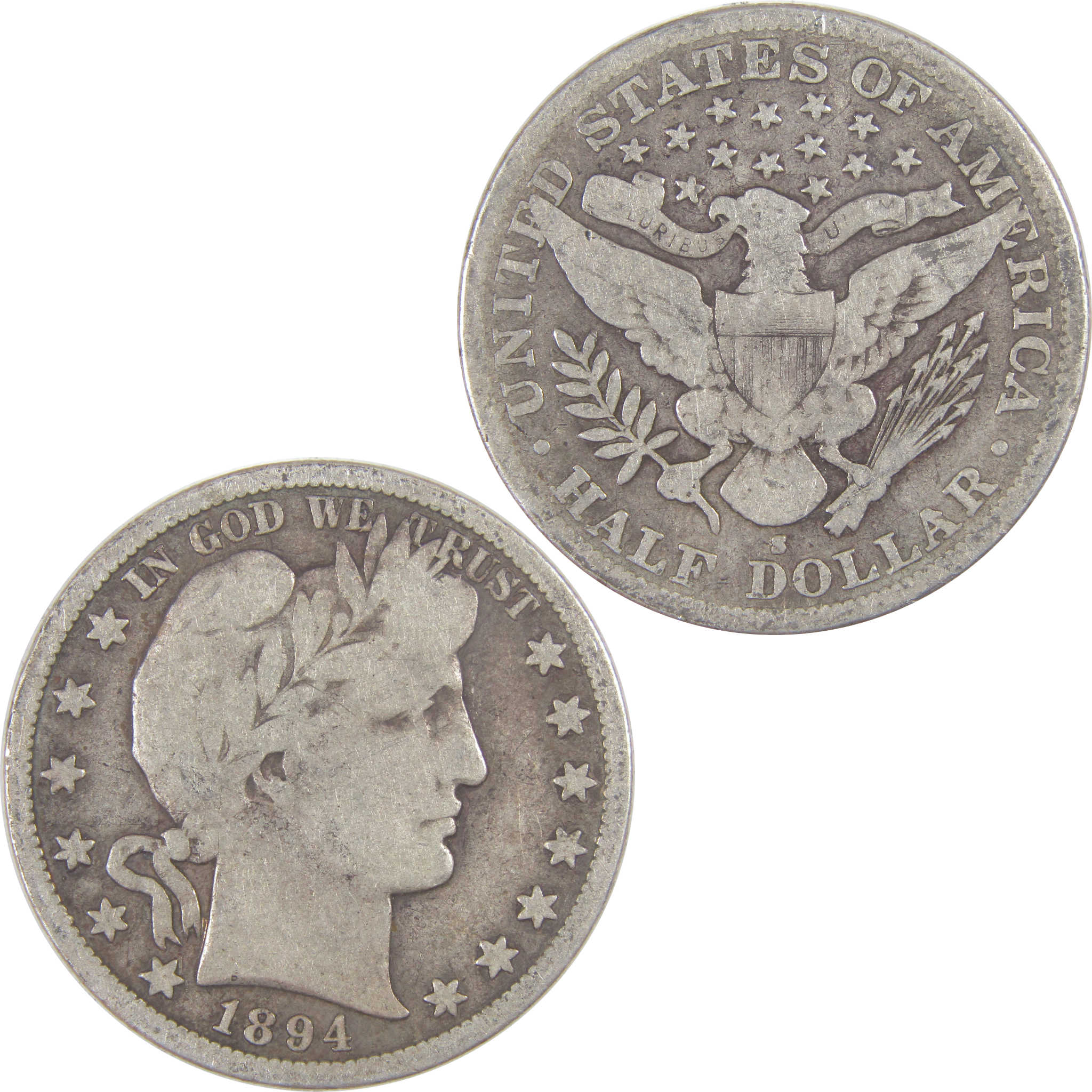 1894 S Barber Half Dollar VG Very Good Silver 50c Coin SKU:I17137