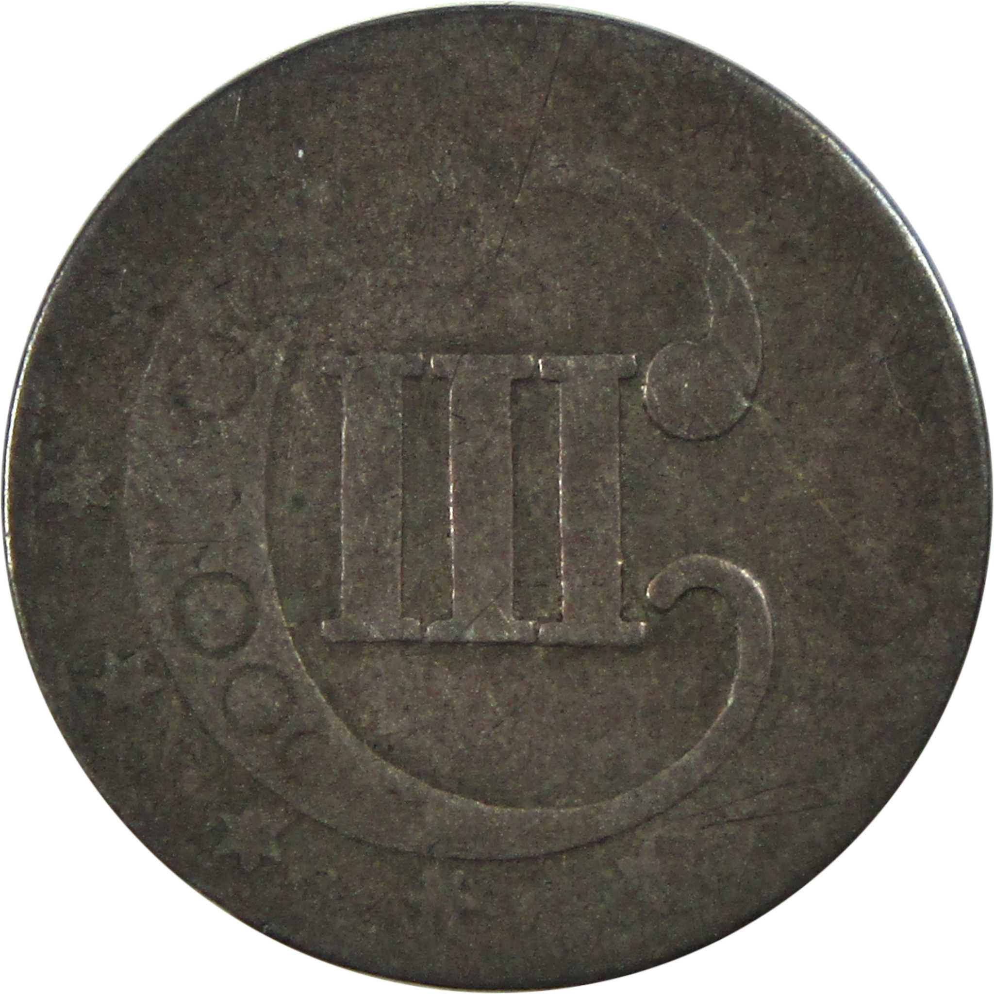 1852 Three Cent Piece G Good Silver Trime 3c Coin SKU:I13337