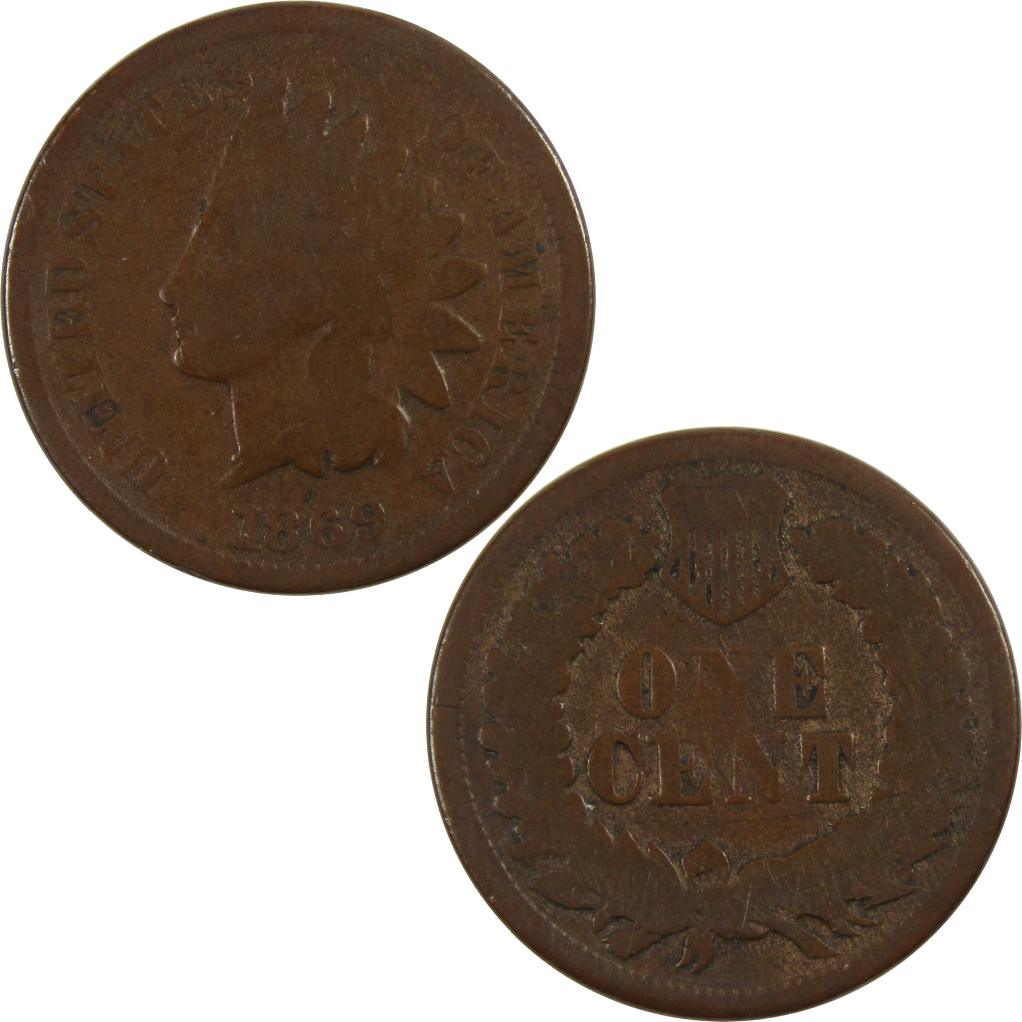 1869 Indian Head Cent G Good Penny 1c Coin SKU:I8156