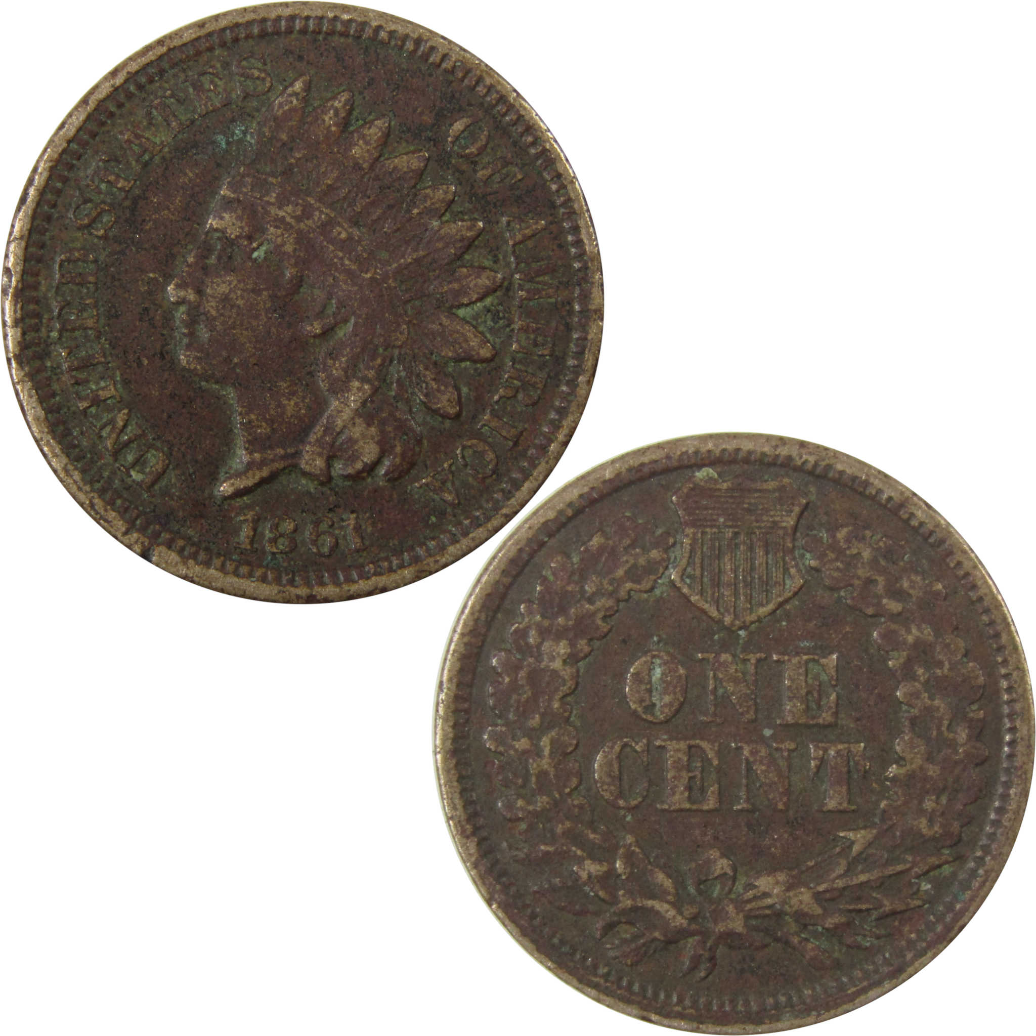 1861 Indian Head Cent F Fine Details Penny 1c Coin SKU:CP1193