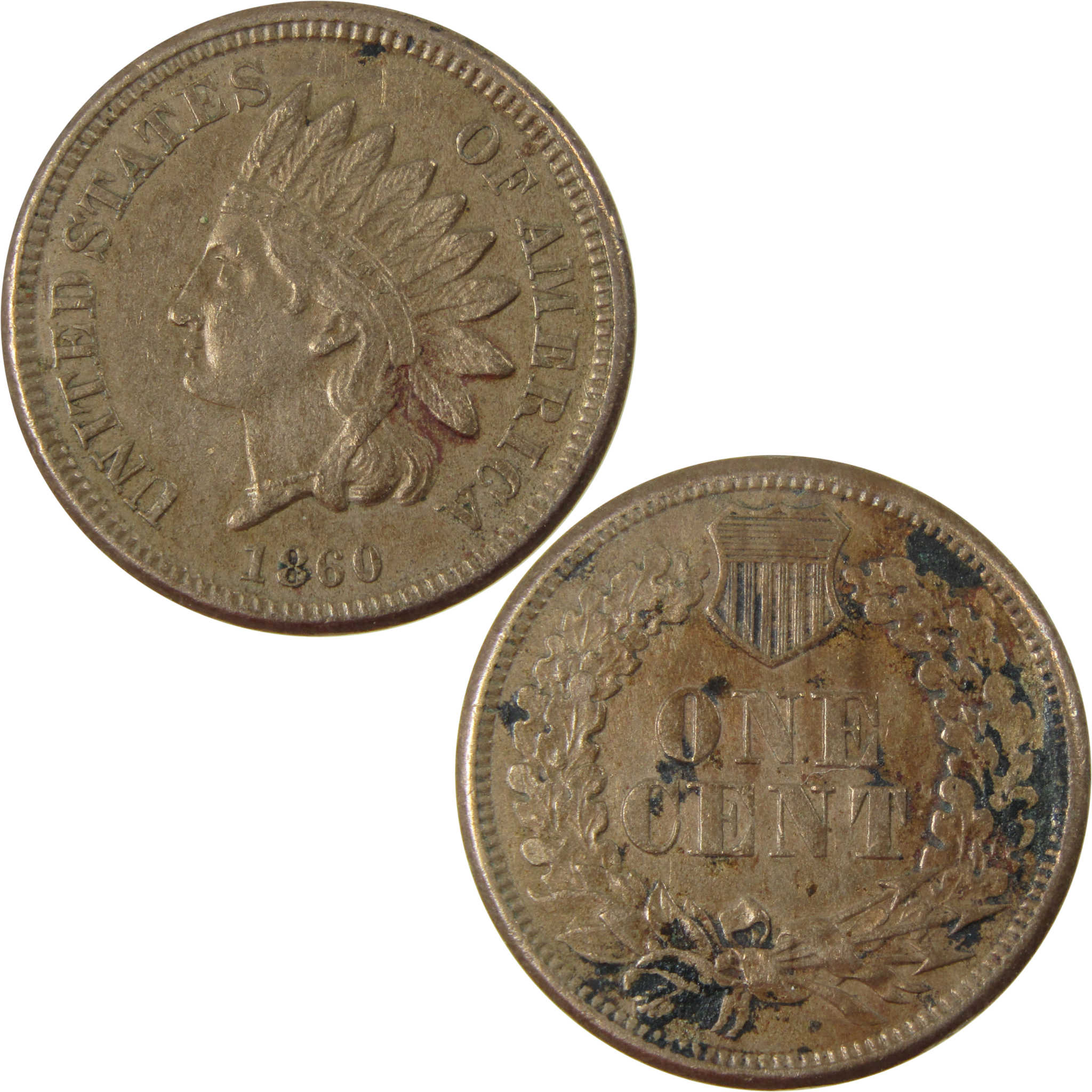 1860 Indian Head Cent XF EF Extremely Fine Details Penny SKU:CP1232