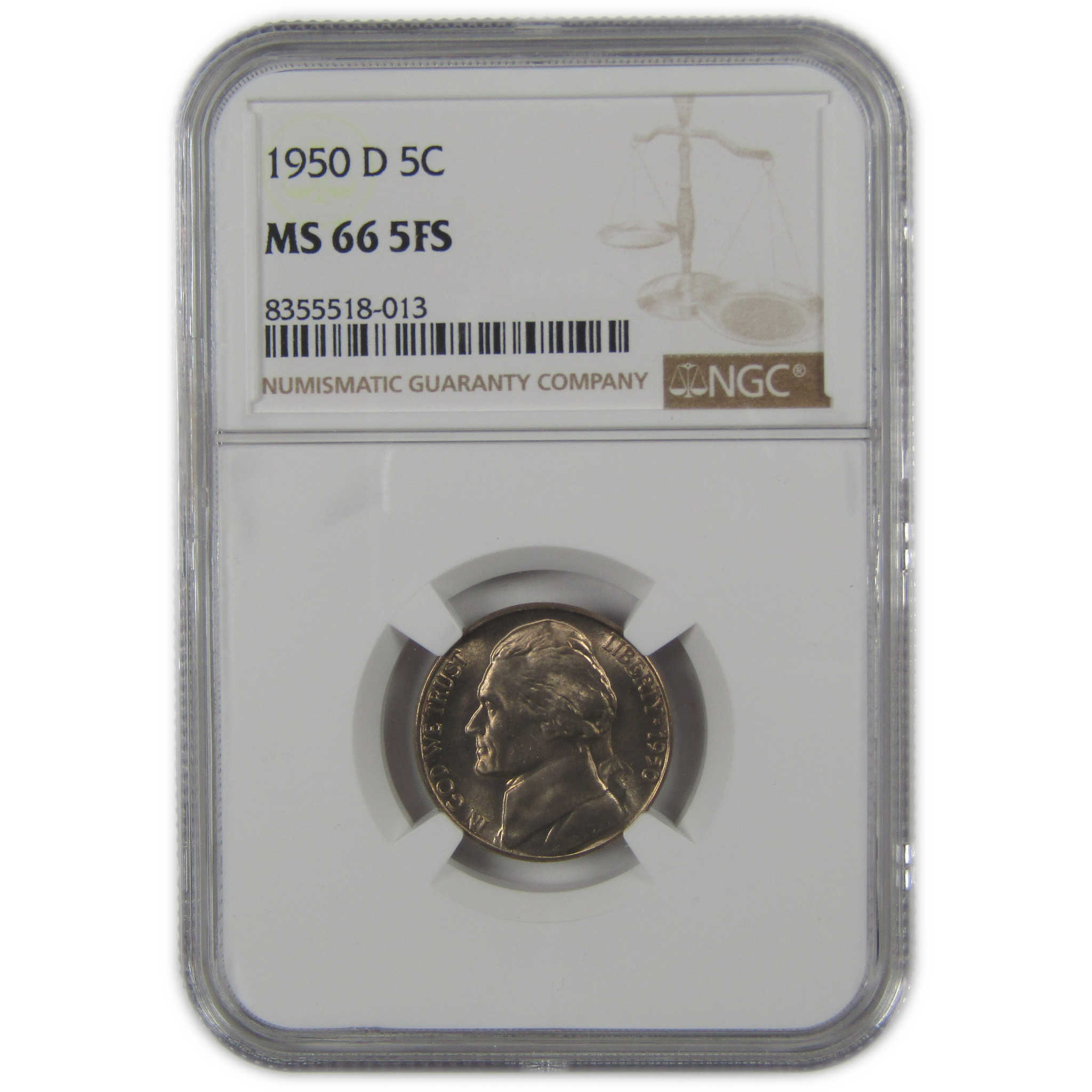 1950 D Jefferson Nickel MS 66 5FS NGC Uncirculated 5c Coin SKU:I23944