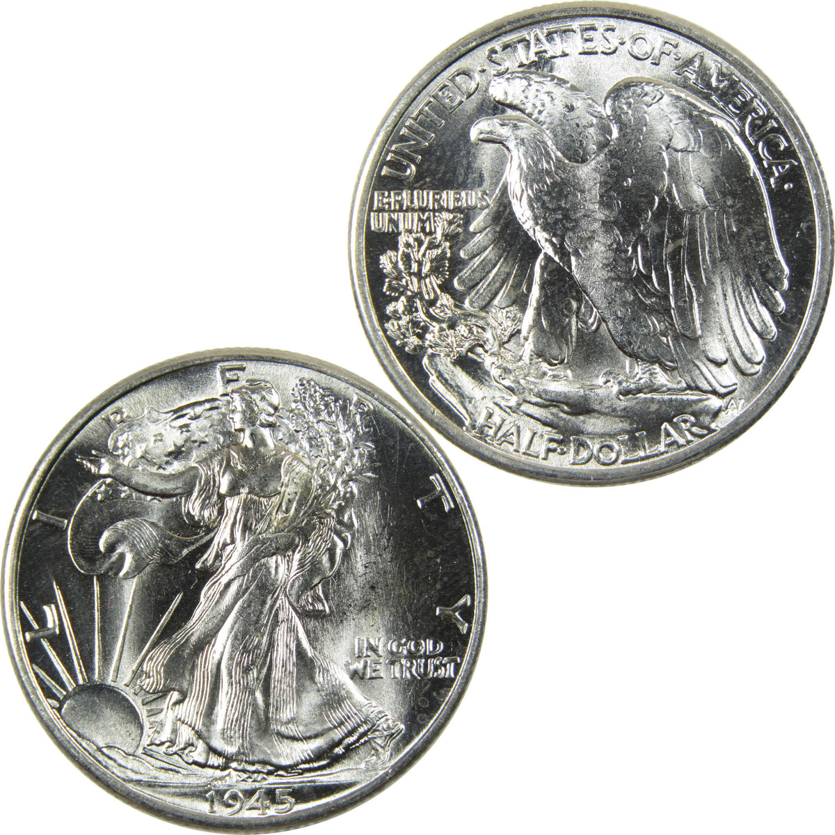 1945 Liberty Walking Silver Half Dollar BU Gem Uncirculated 50c Coin