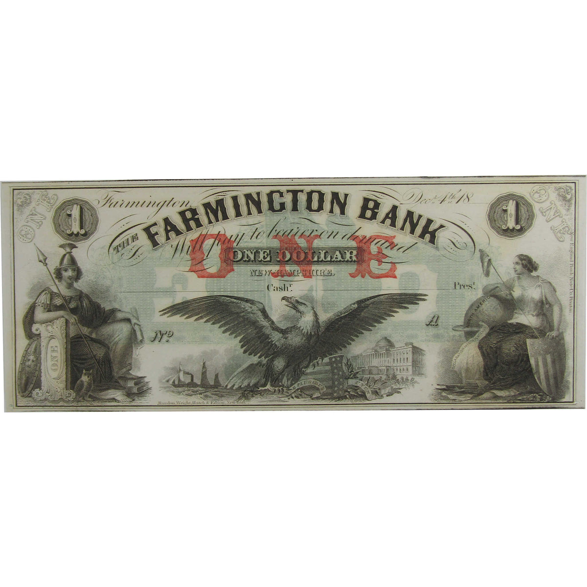 $1 Farmington Bank NH Note Obsolete Currency Collectible