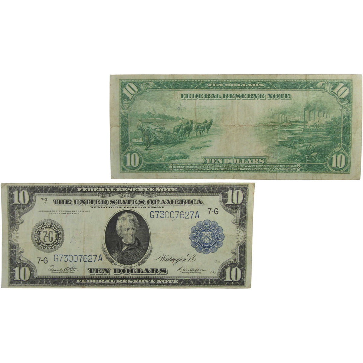 1914 $10 Large Size Federal Reserve Note Fr 931A VF Very Fine Currency